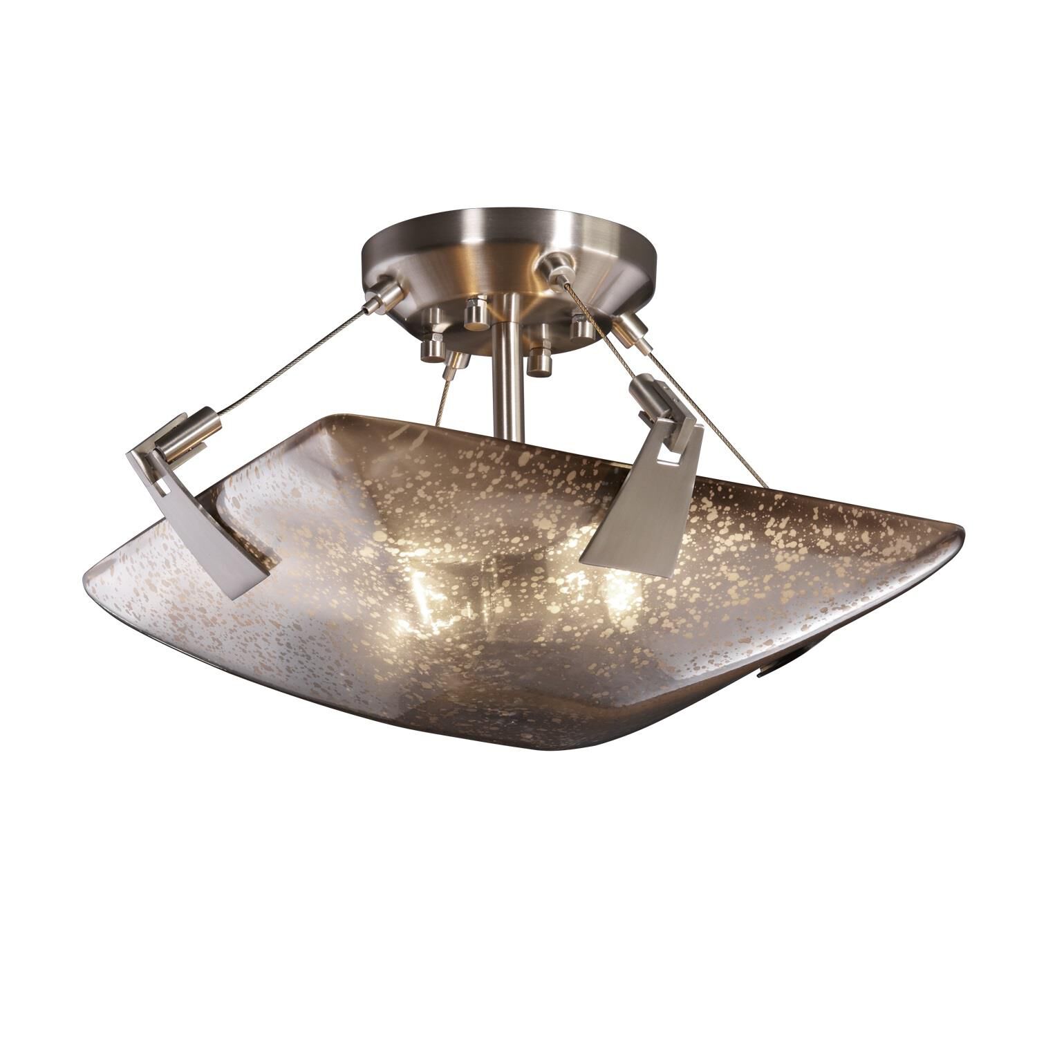 Shown in Brushed Nickel finish and Mercury Artisan glass and Square Bowl (FSN) shade and Square Bowl accent