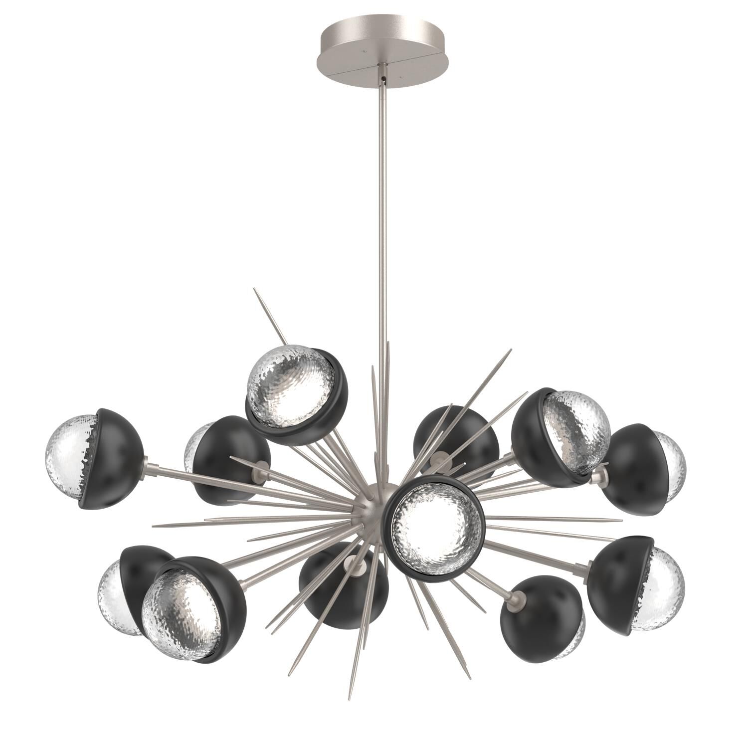 Shown in Beige Silver finish and Clear glass and Matte Black accent