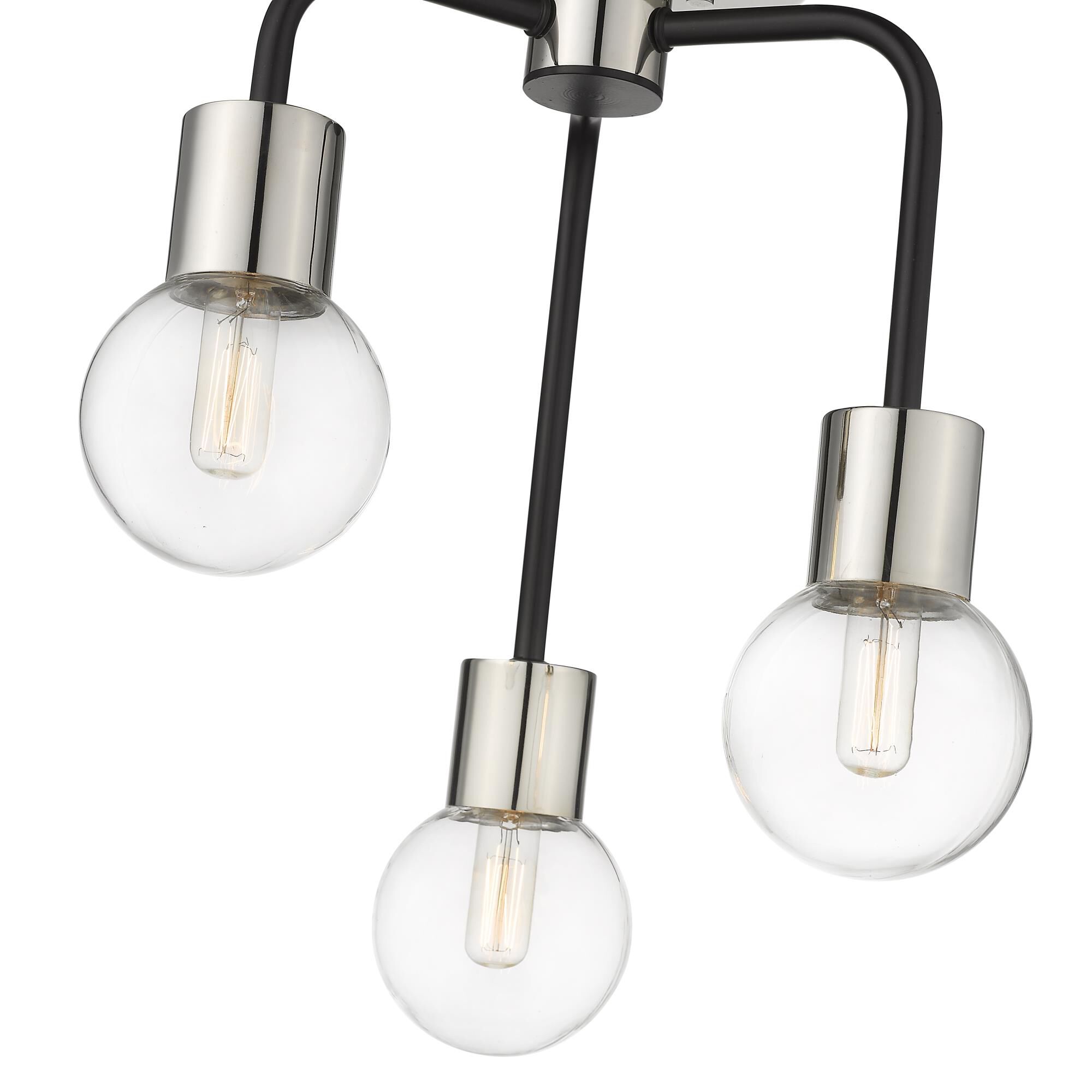 Shown in Matte Black + Polished Nickel finish and Glass shade