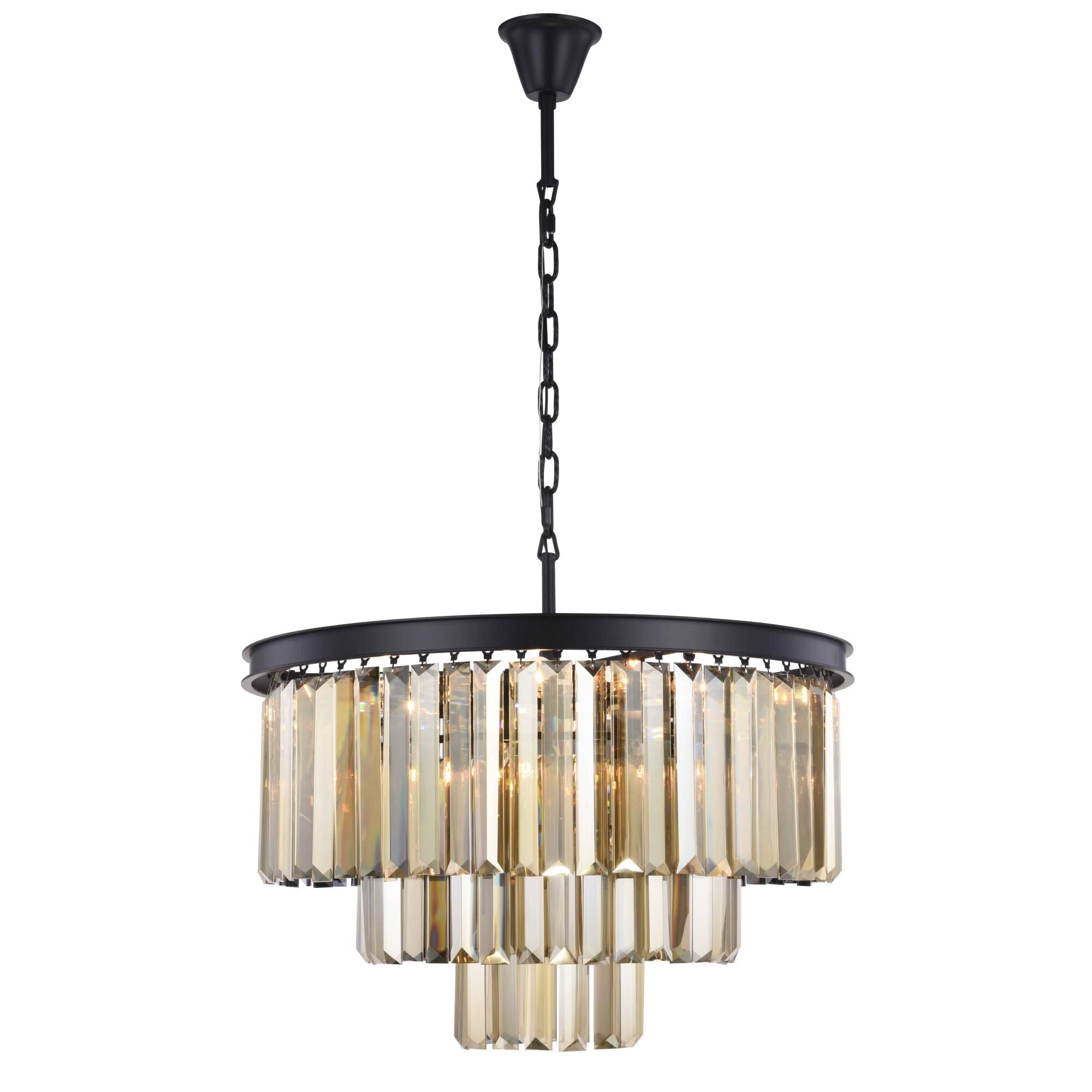 Shown in Matte Black finish and Royal Cut crystal and Golden Teak (Smoky) accent