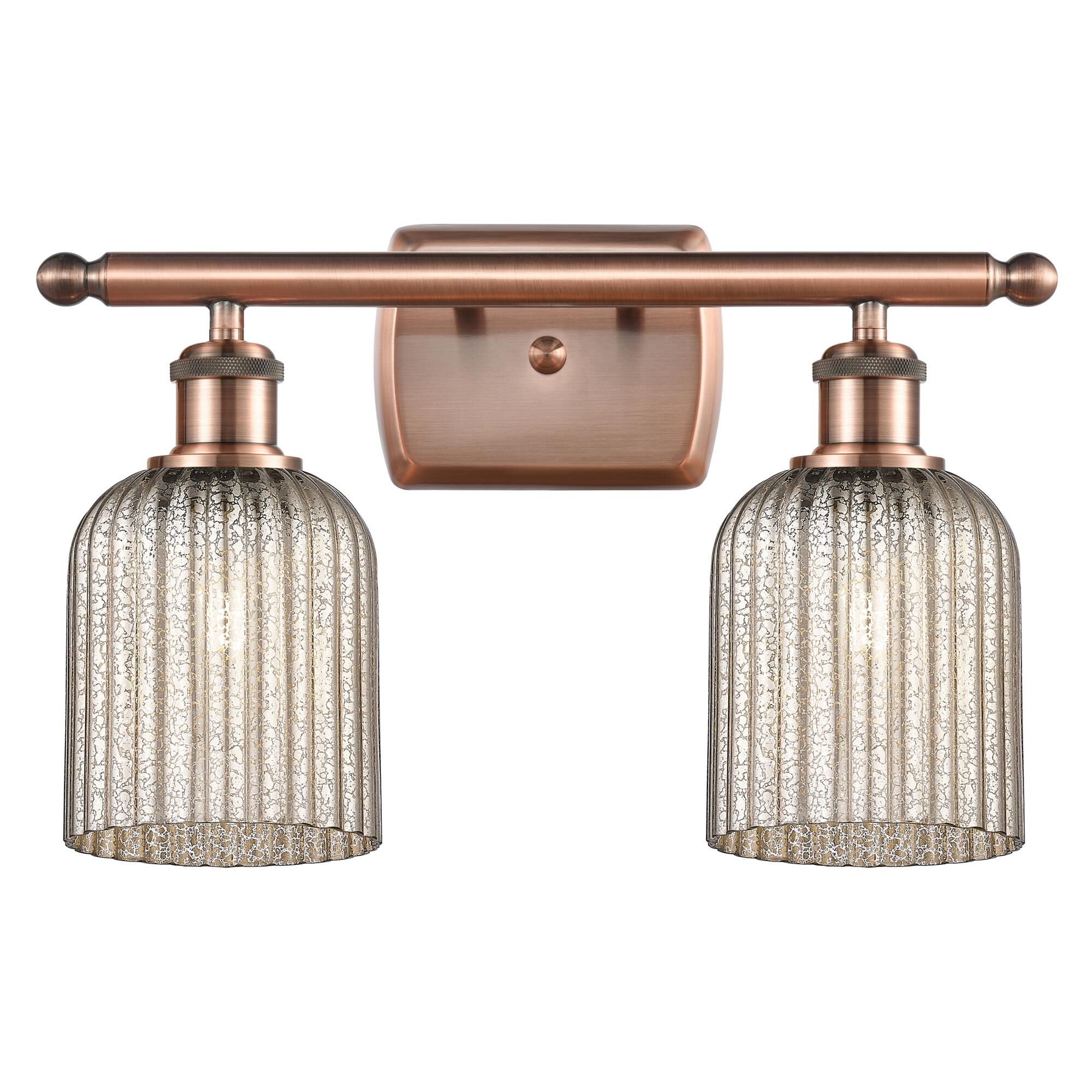 Shown in Antique Copper finish and Mercury shade