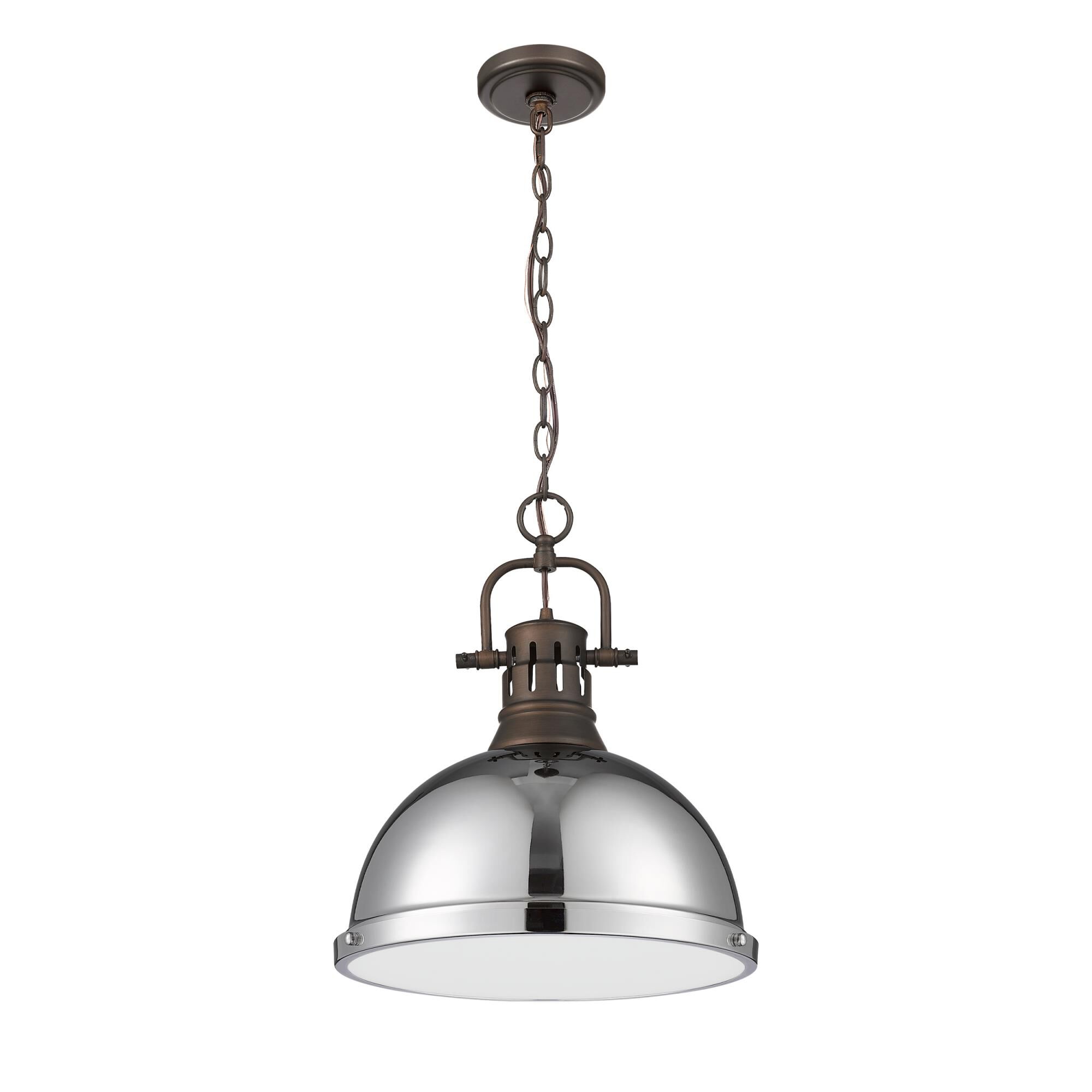 Shown in Rubbed Bronze finish and Chrome shade