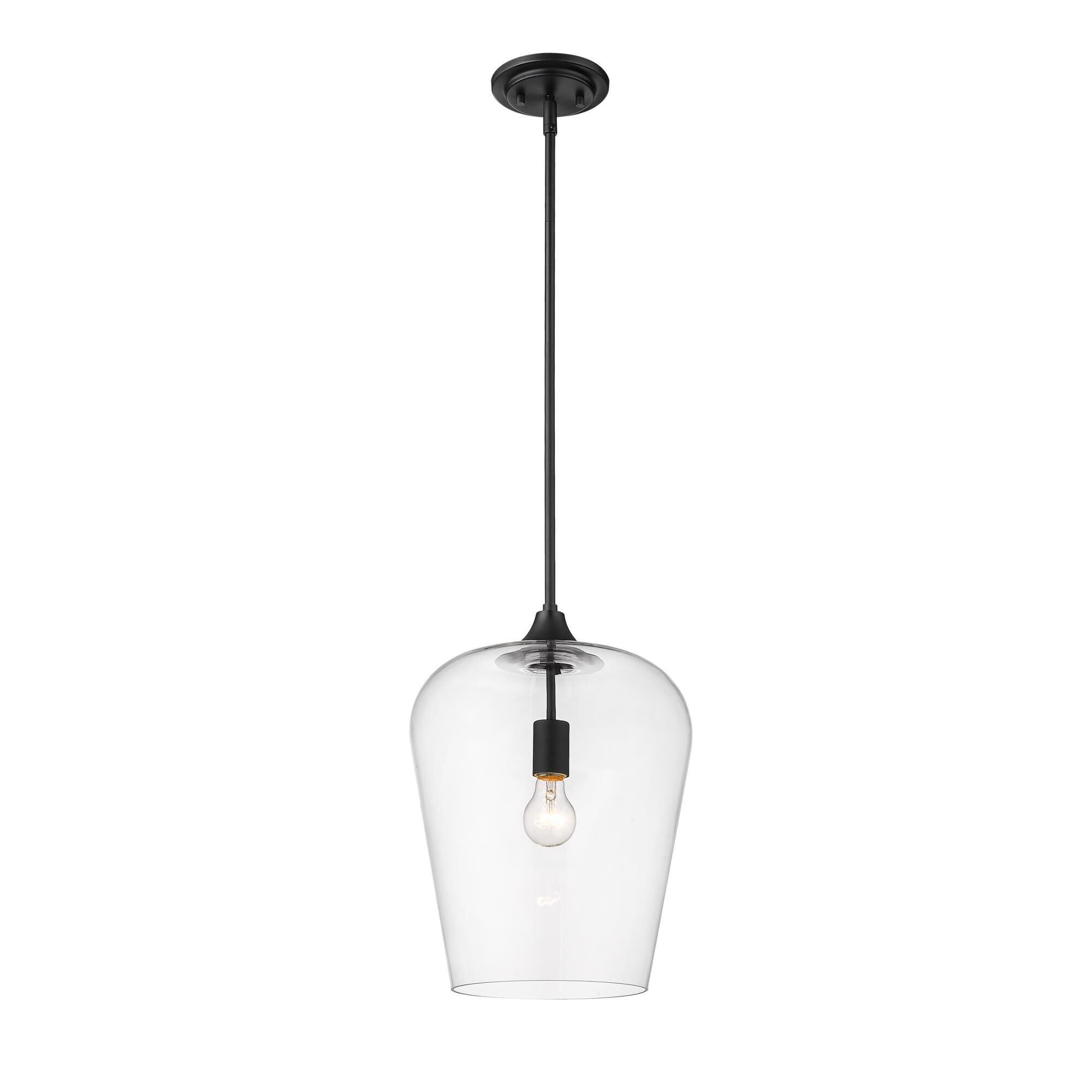 Shown in Matte Black finish and Glass shade