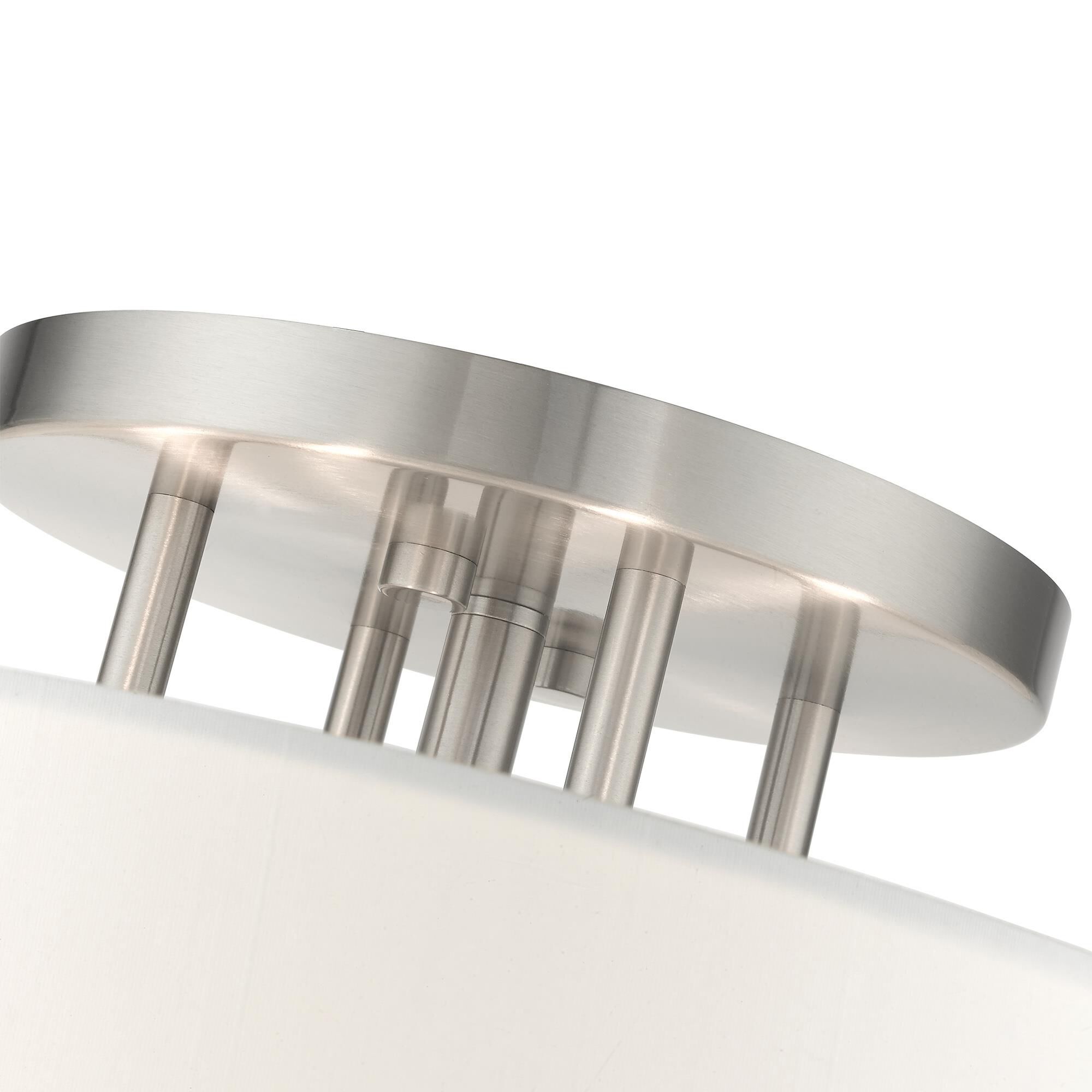 Shown in Brushed Nickel finish and Hand Crafted Hardback Scalloped  Completely Finished With Off-White Color Fabric Outside and Insi shade