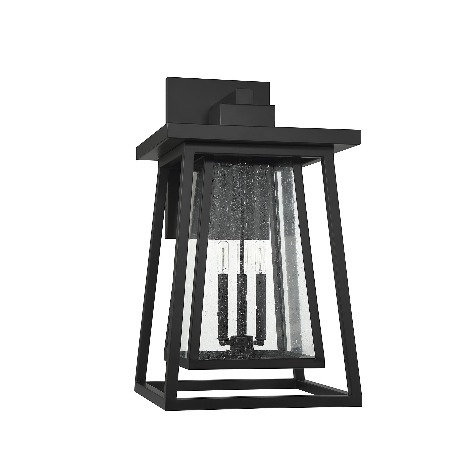 Shown in Matte Black finish and Clear Seeded glass and Glass shade