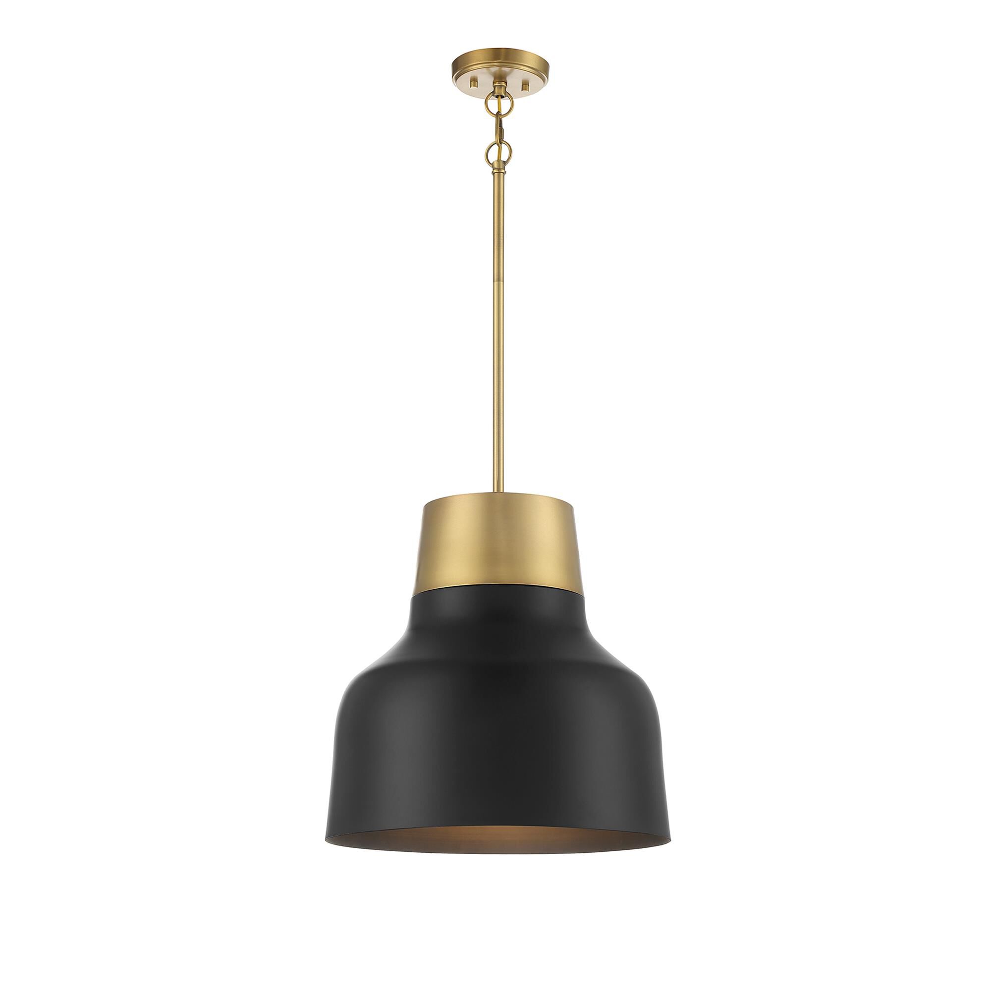 Shown in Matte Black With Natural Brass finish and Matte Black Metal shade