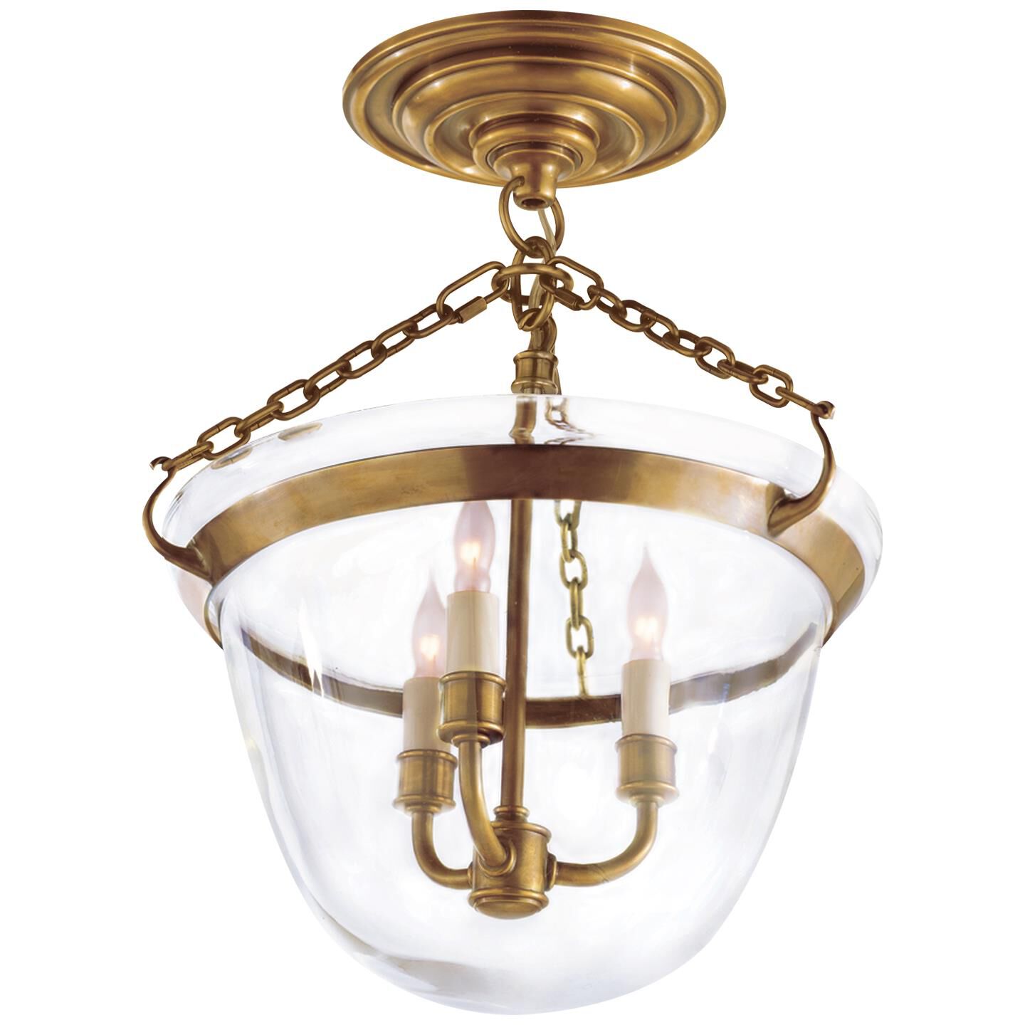 Chapman & Myers Country Bell Jar 13 Inch 3 Light Semi Flush Mount by Visual Comfort Signature Collection