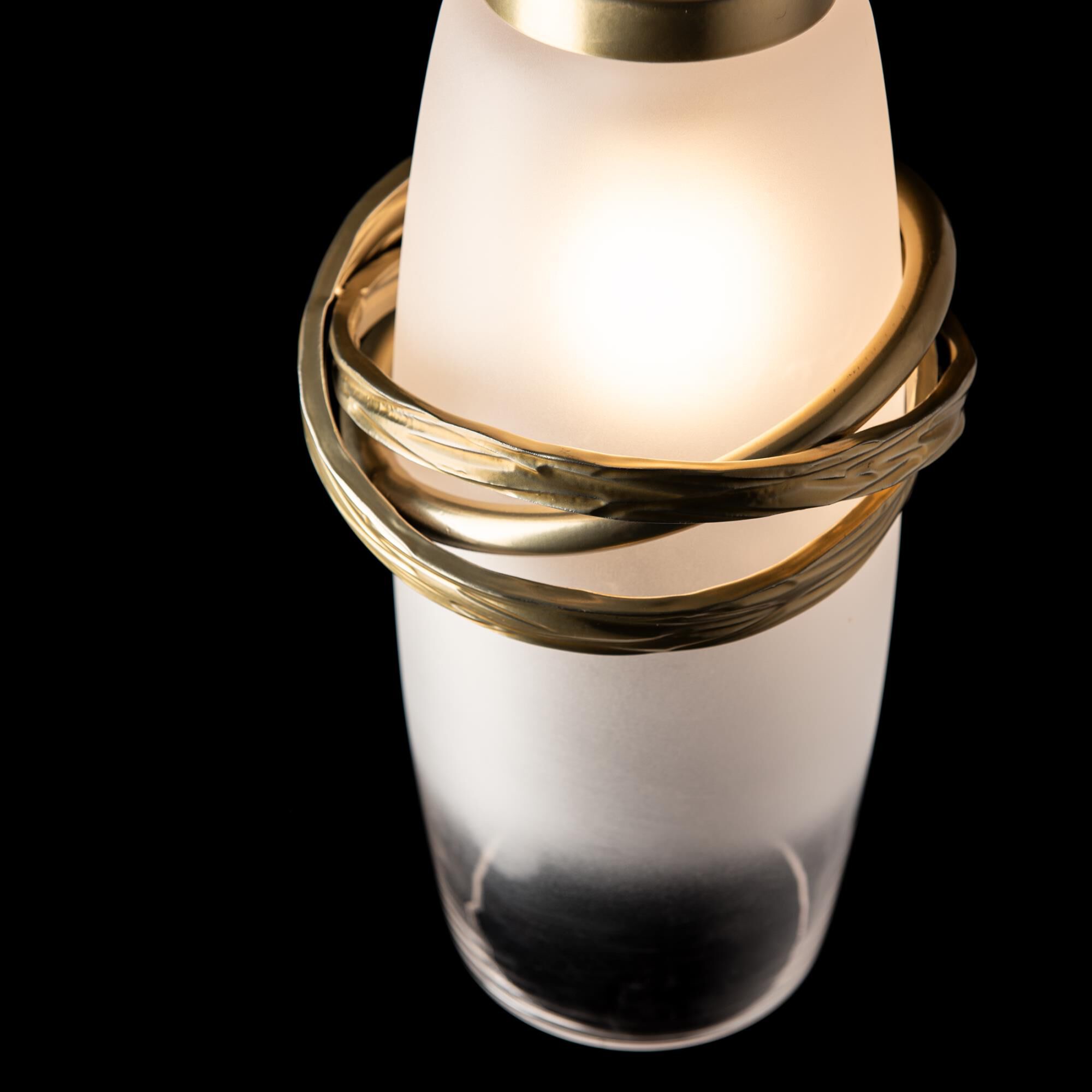 Shown in Modern Brass finish and Opal glass and Modern Brass accent