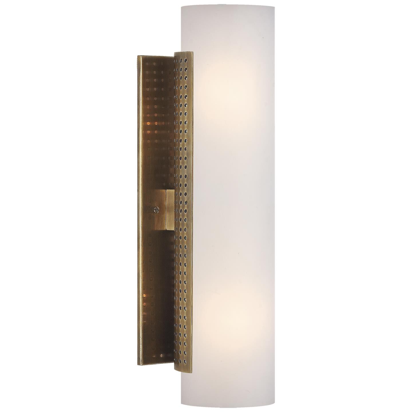 Shown in Antique-Burnished Brass finish and White glass