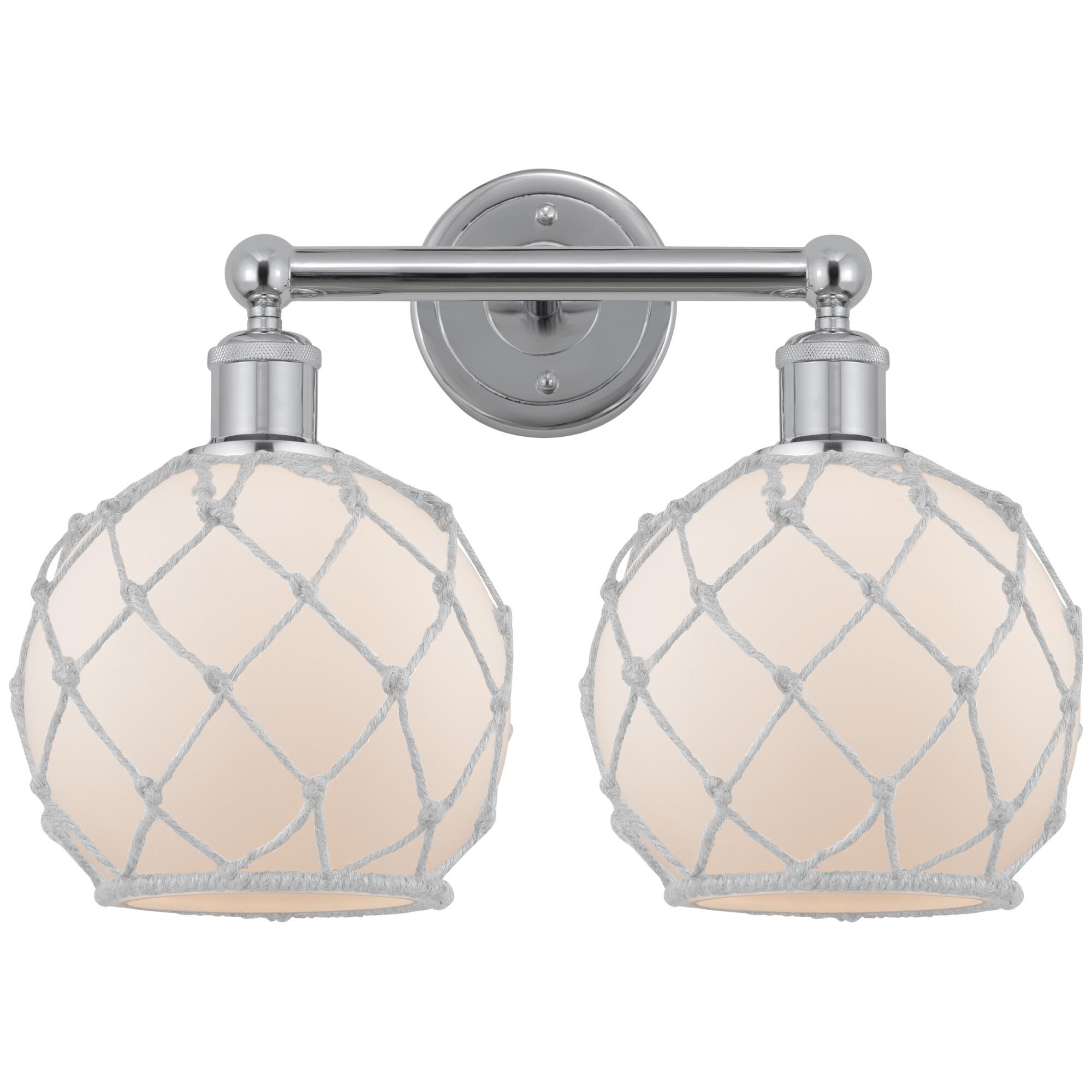 Shown in Polished Chrome finish and White with White Rope glass