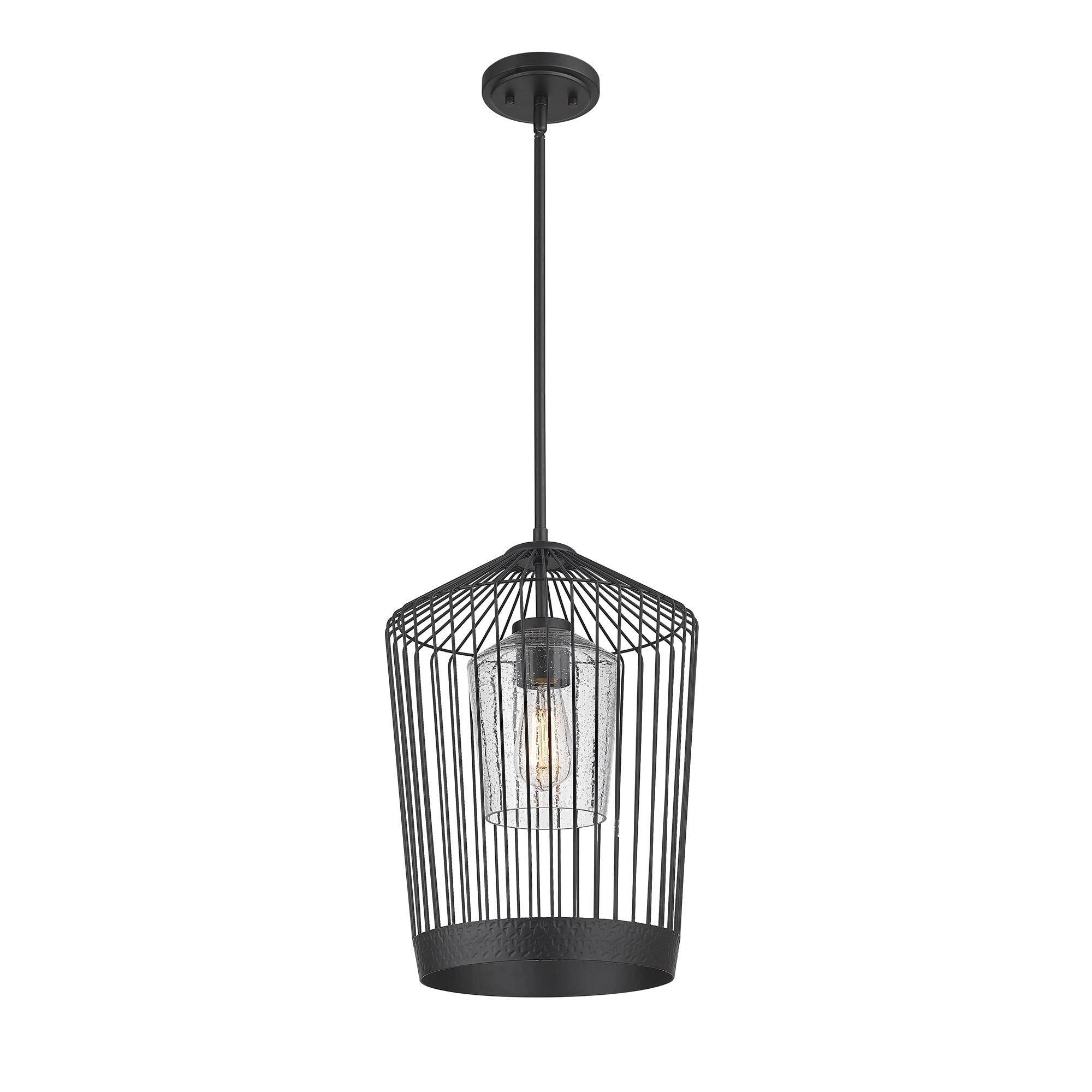 Shown in Matte Black finish and Glass shade