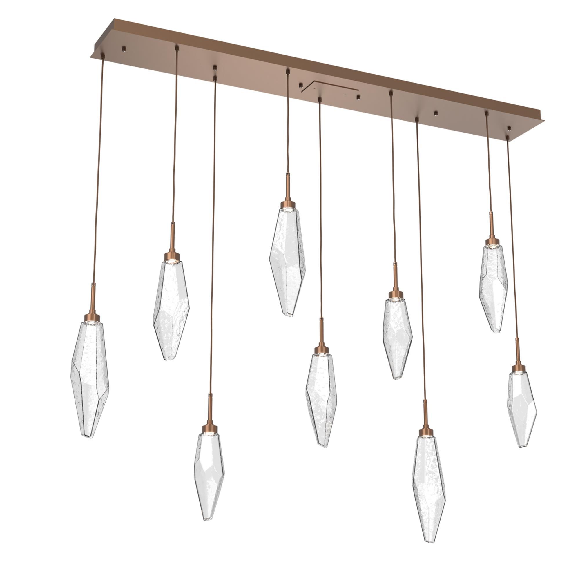 Shown in Burnished Bronze finish and Chilled Blown And Clear glass
