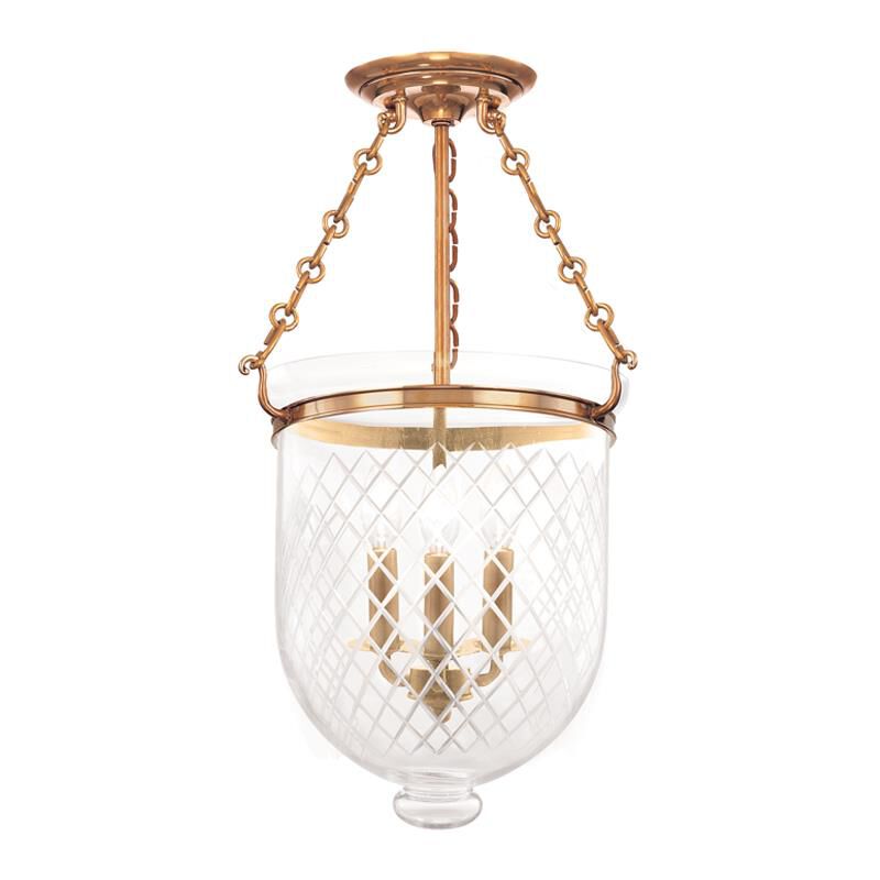 Shown in Aged Brass finish and Clear Diamond Cut glass