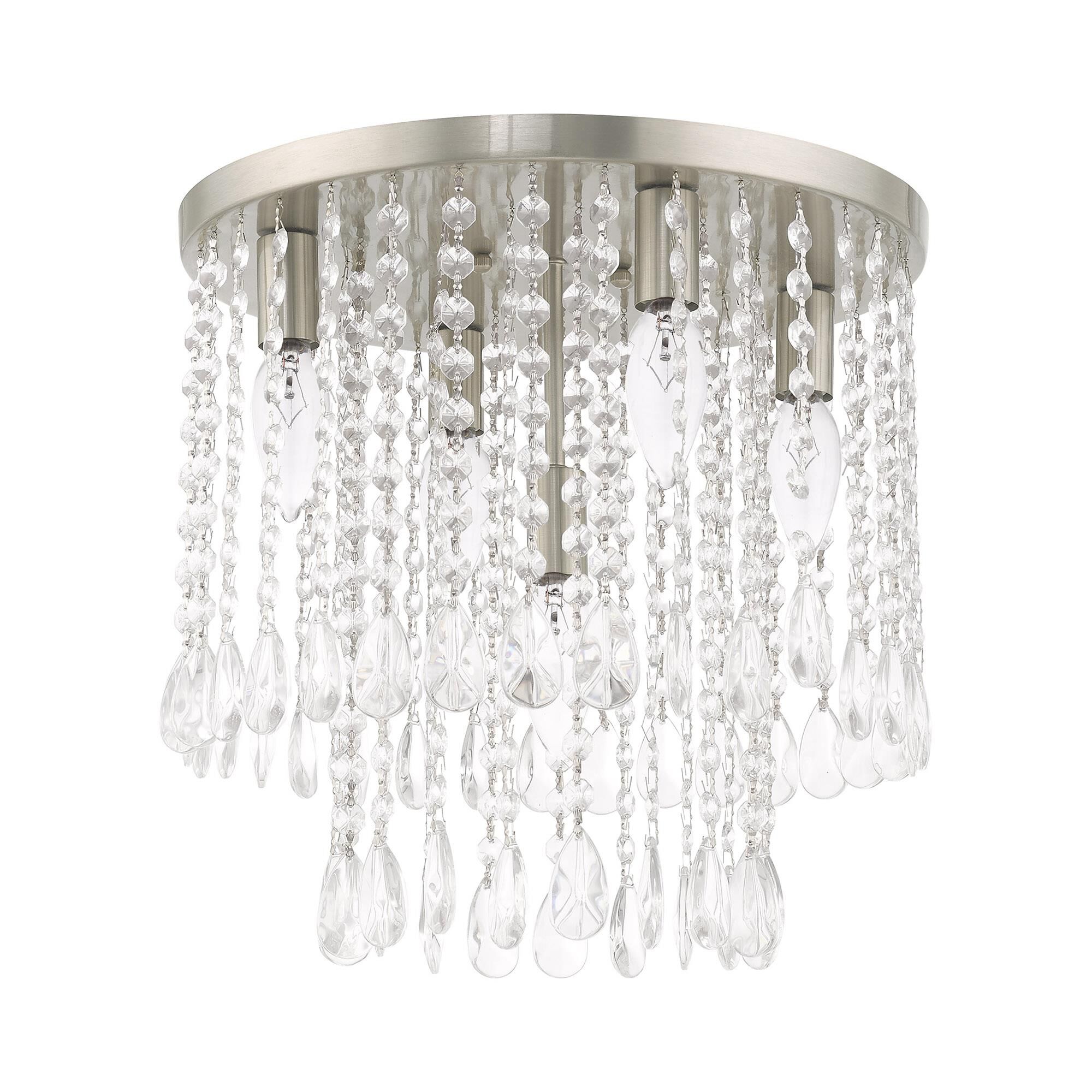 Shown in Brushed Nickel finish and Clear Crystals glass