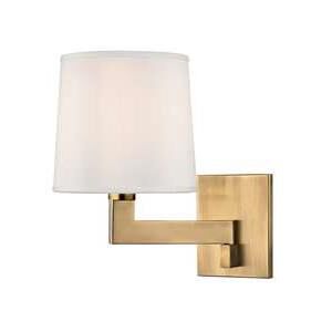 Shown in Aged Brass finish and White Pleated Inside Faux Silk shade
