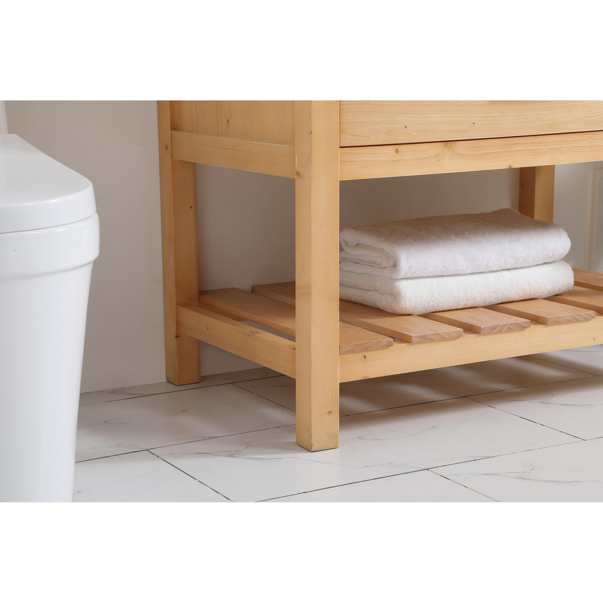 Shown in Natural Wood finish and Without Backsplash accent