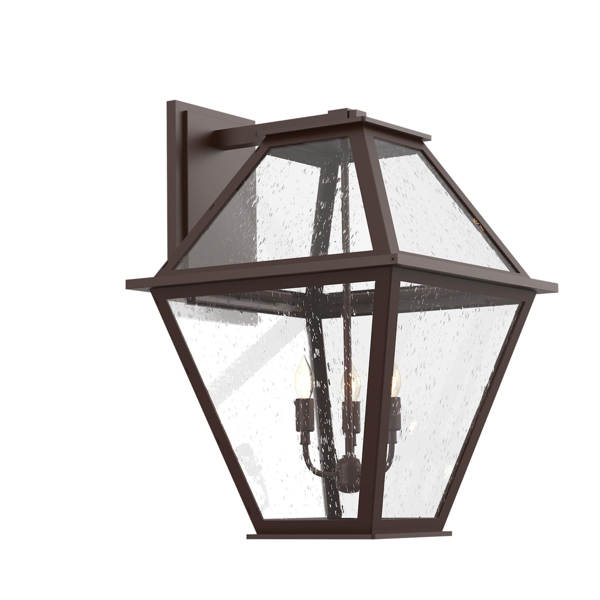 Shown in Statuary Bronze finish and Clear Seeded glass