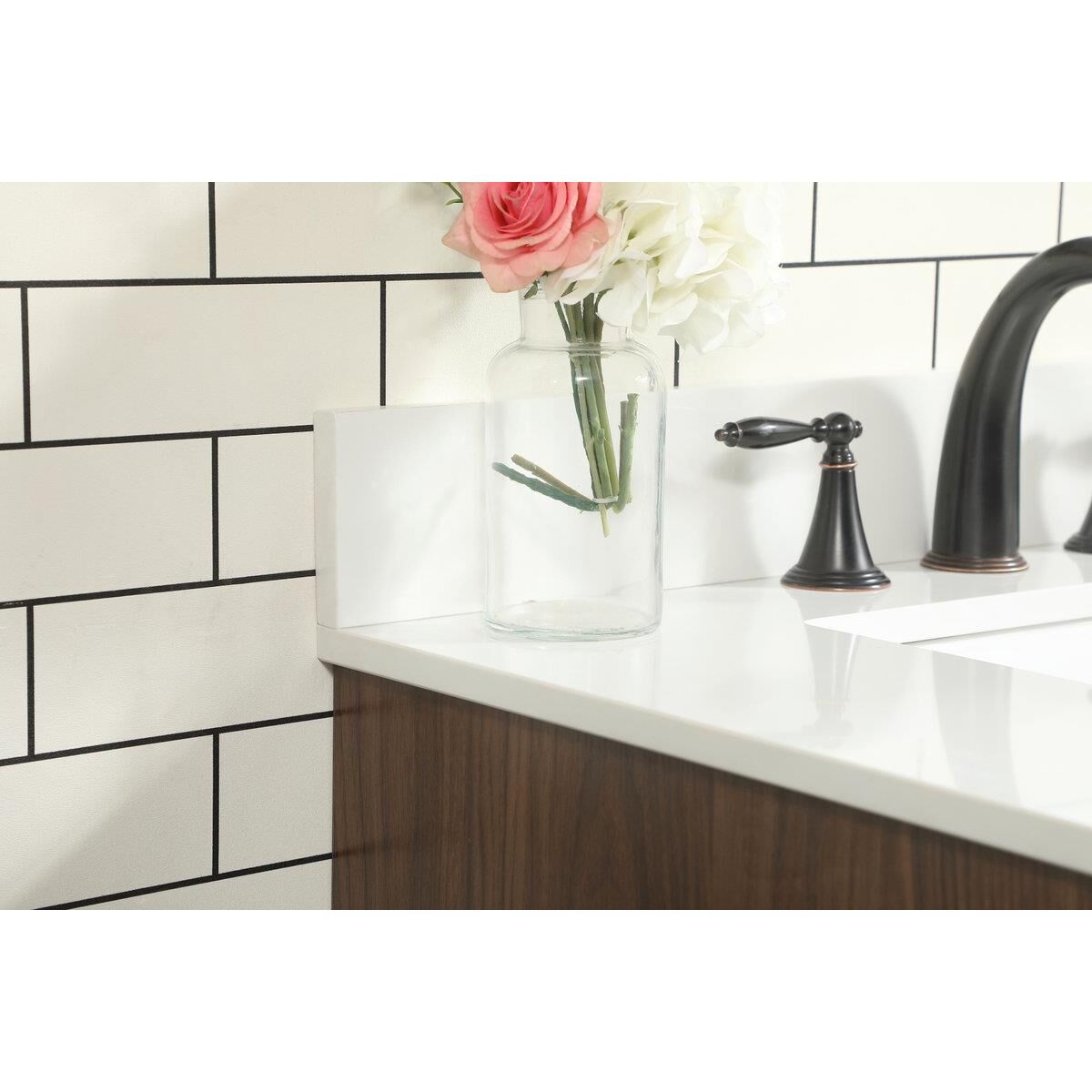 Shown in Walnut finish and With Backsplash accent