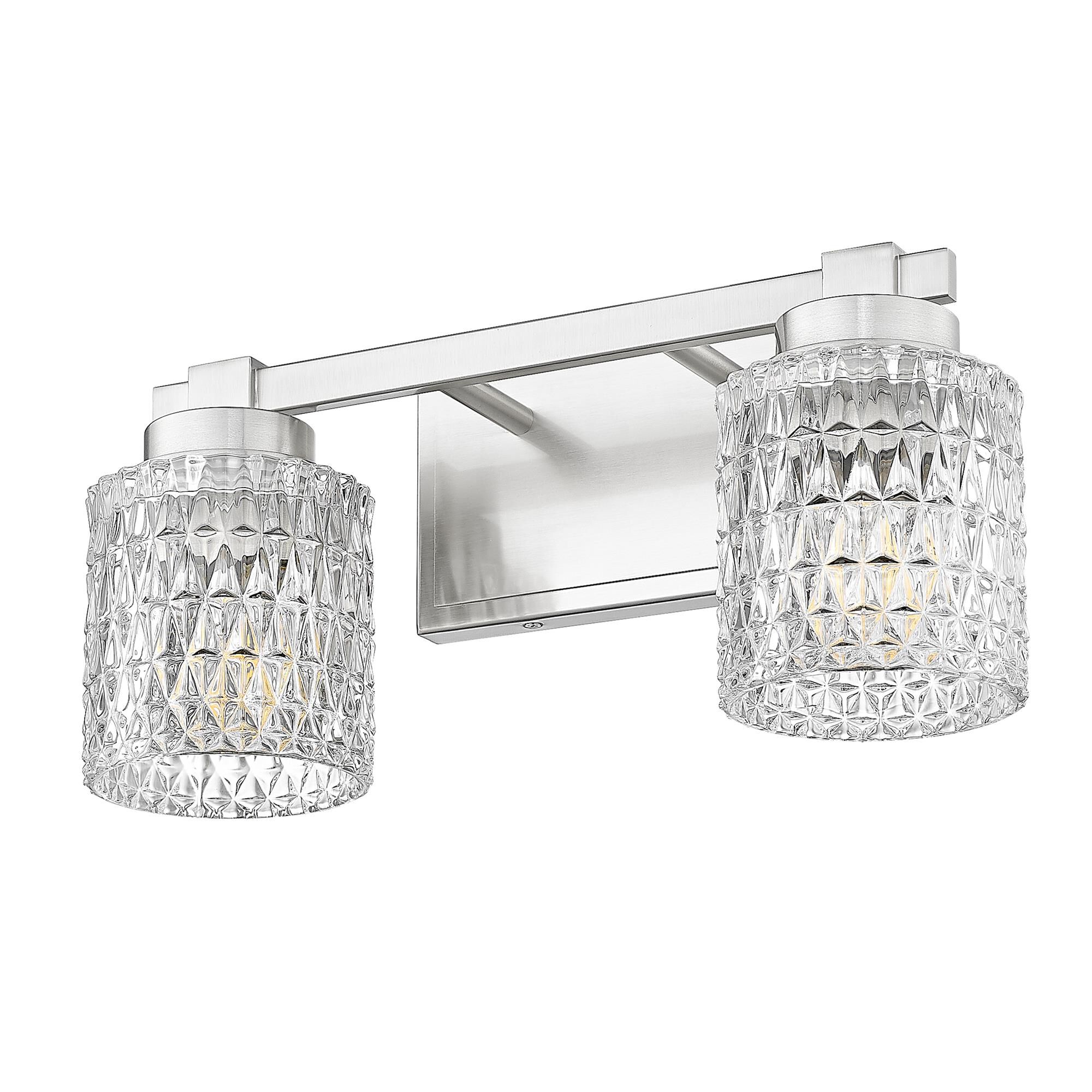 Shown in Brushed Nickel finish and Clear Diamond glass