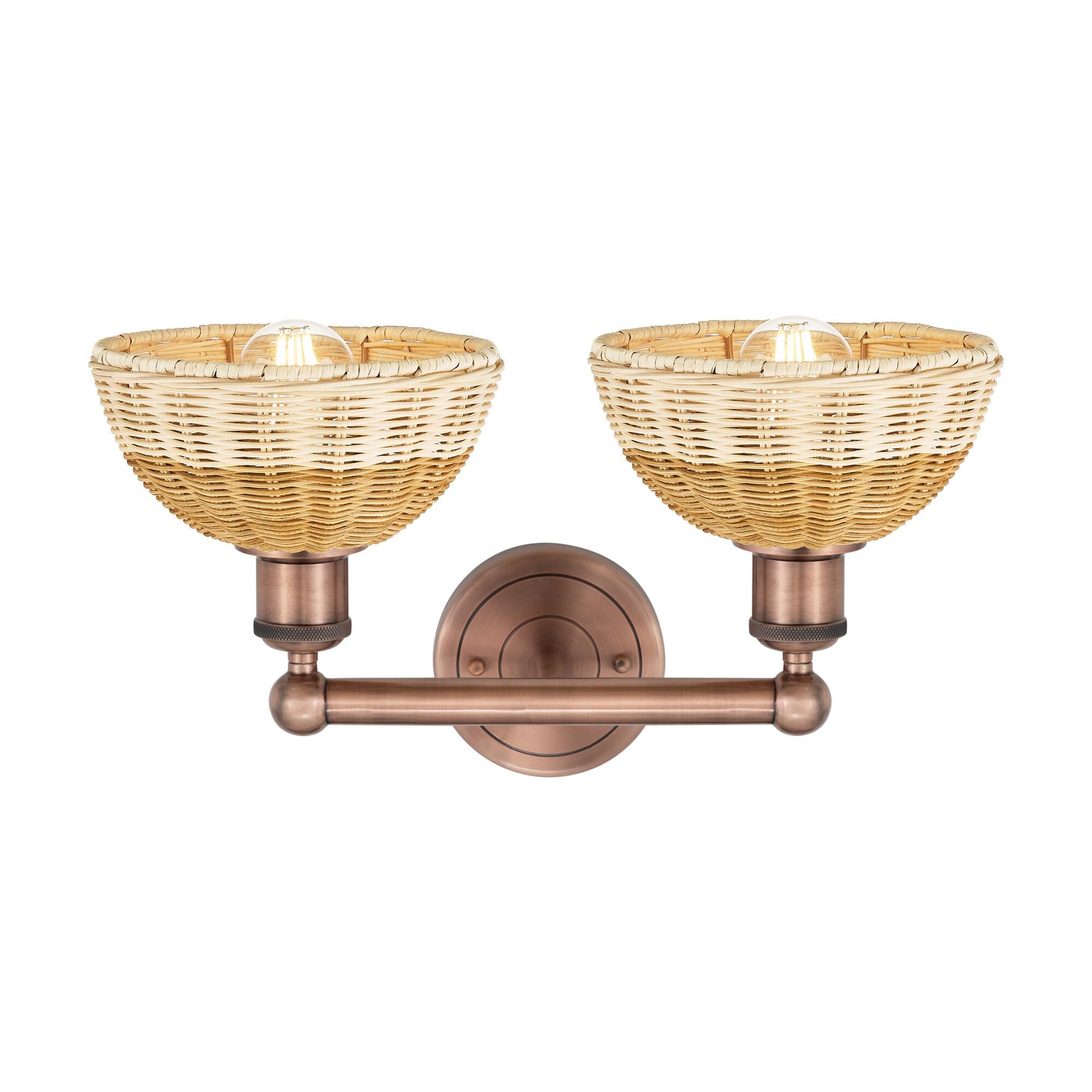 Shown in Antique Copper finish and Natural shade