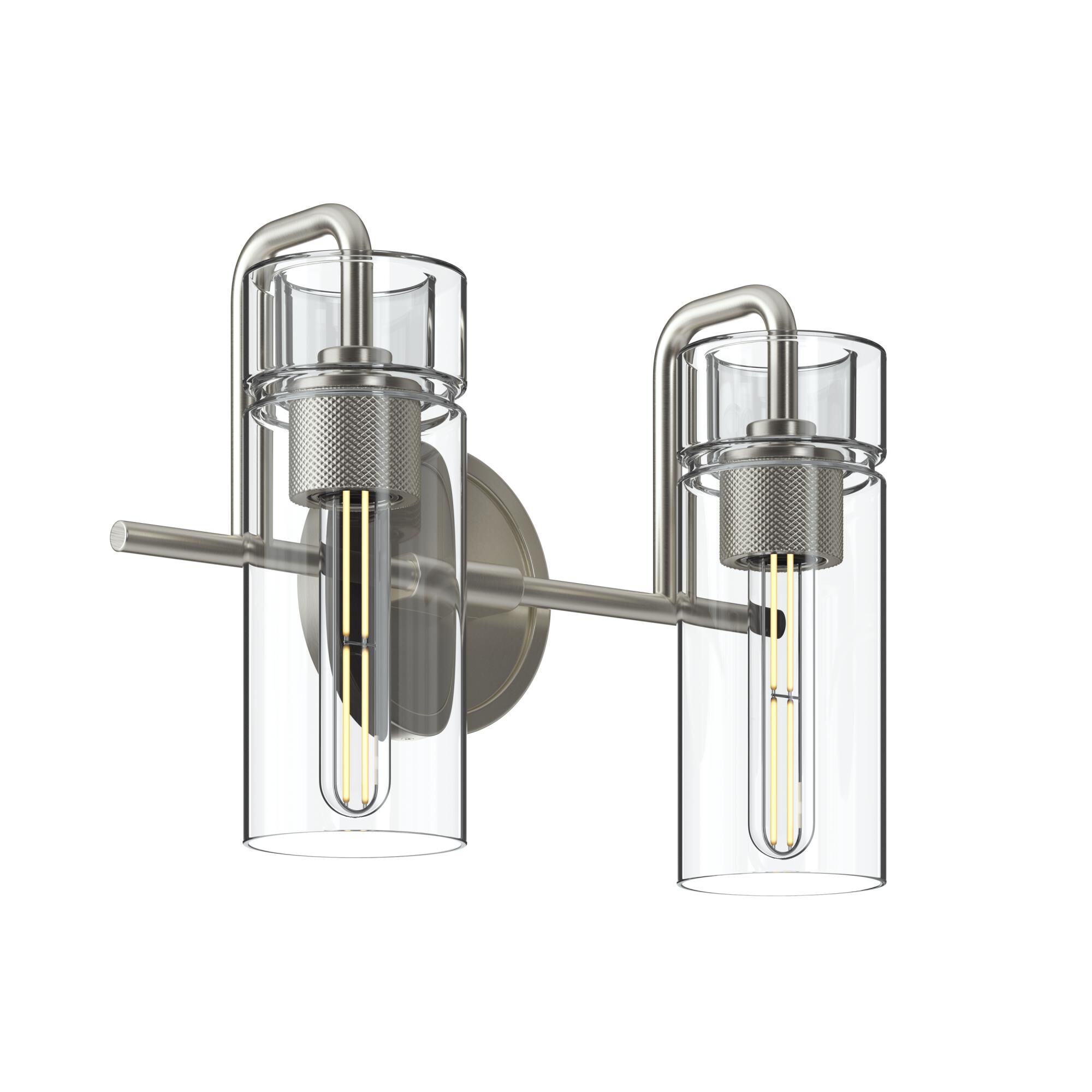 Shown in Brushed Nickel finish and Clear glass
