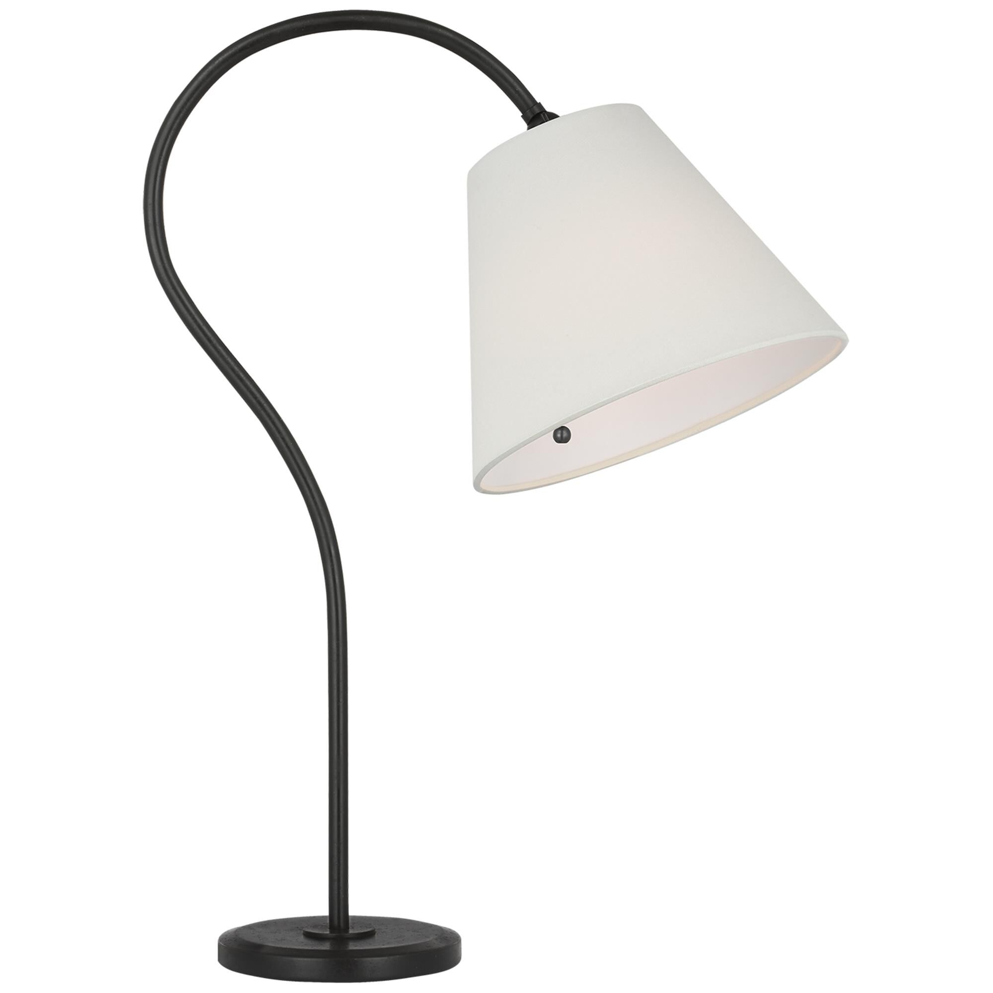Shown in Aged Iron finish and Linen shade