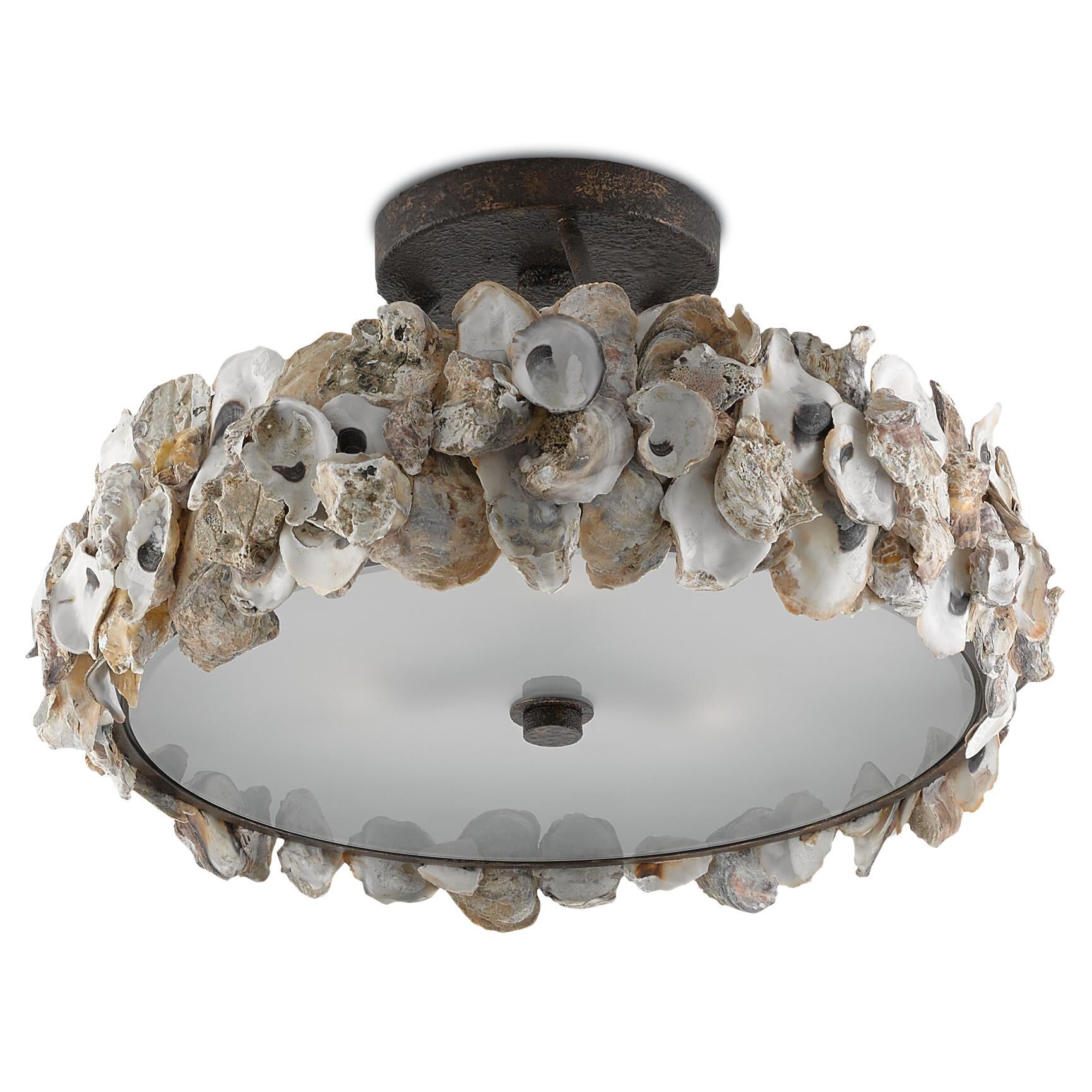 Oyster 19 Inch 3 Light Semi Flush Mount by Currey and Company