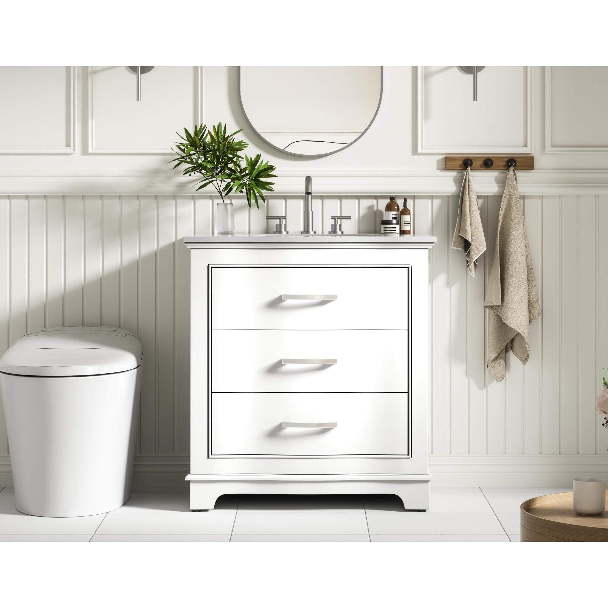 Shown in White finish