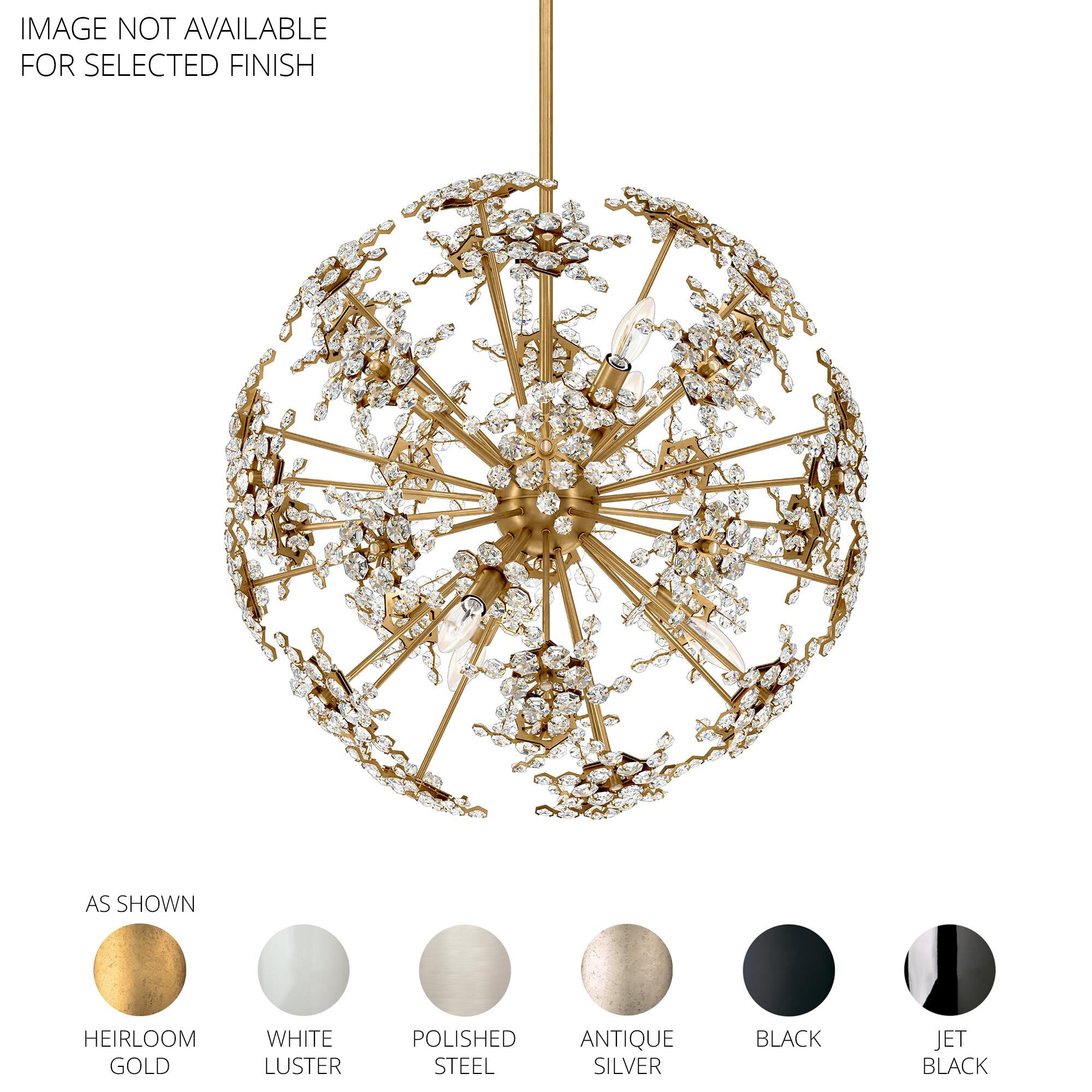 Shown in White Luster finish and Clear Radiance crystal