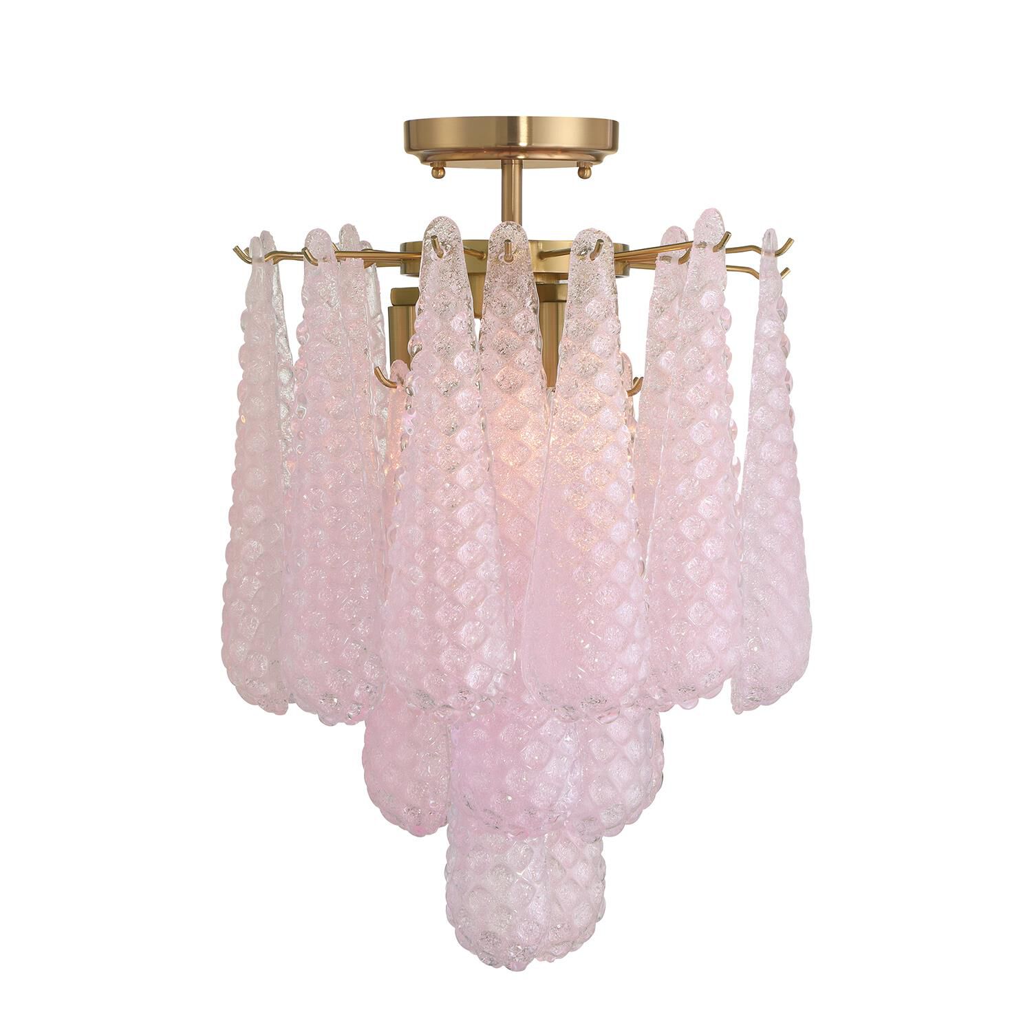 Shown in Aged Brass finish and Sand Blush glass