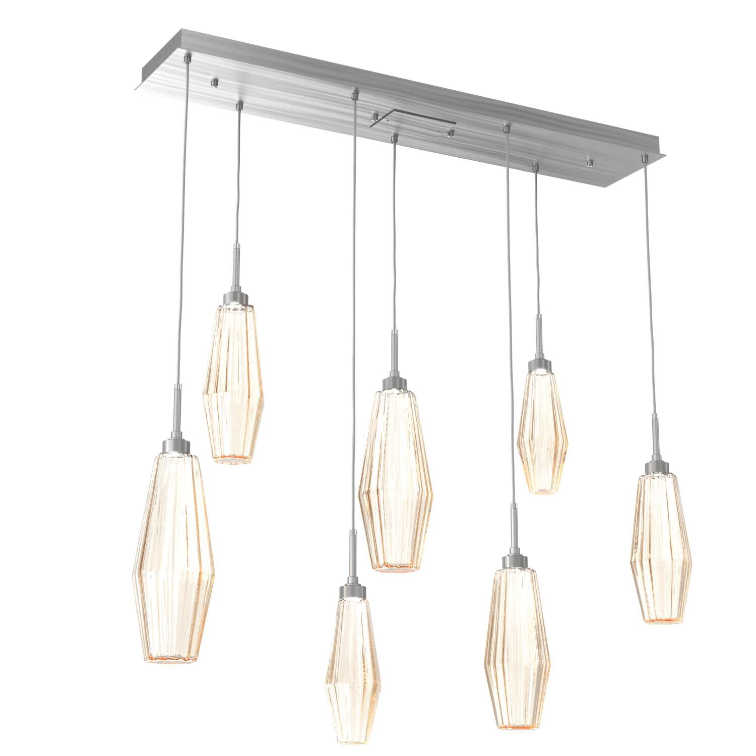 Shown in Classic Silver finish and Optic Rib Amber glass