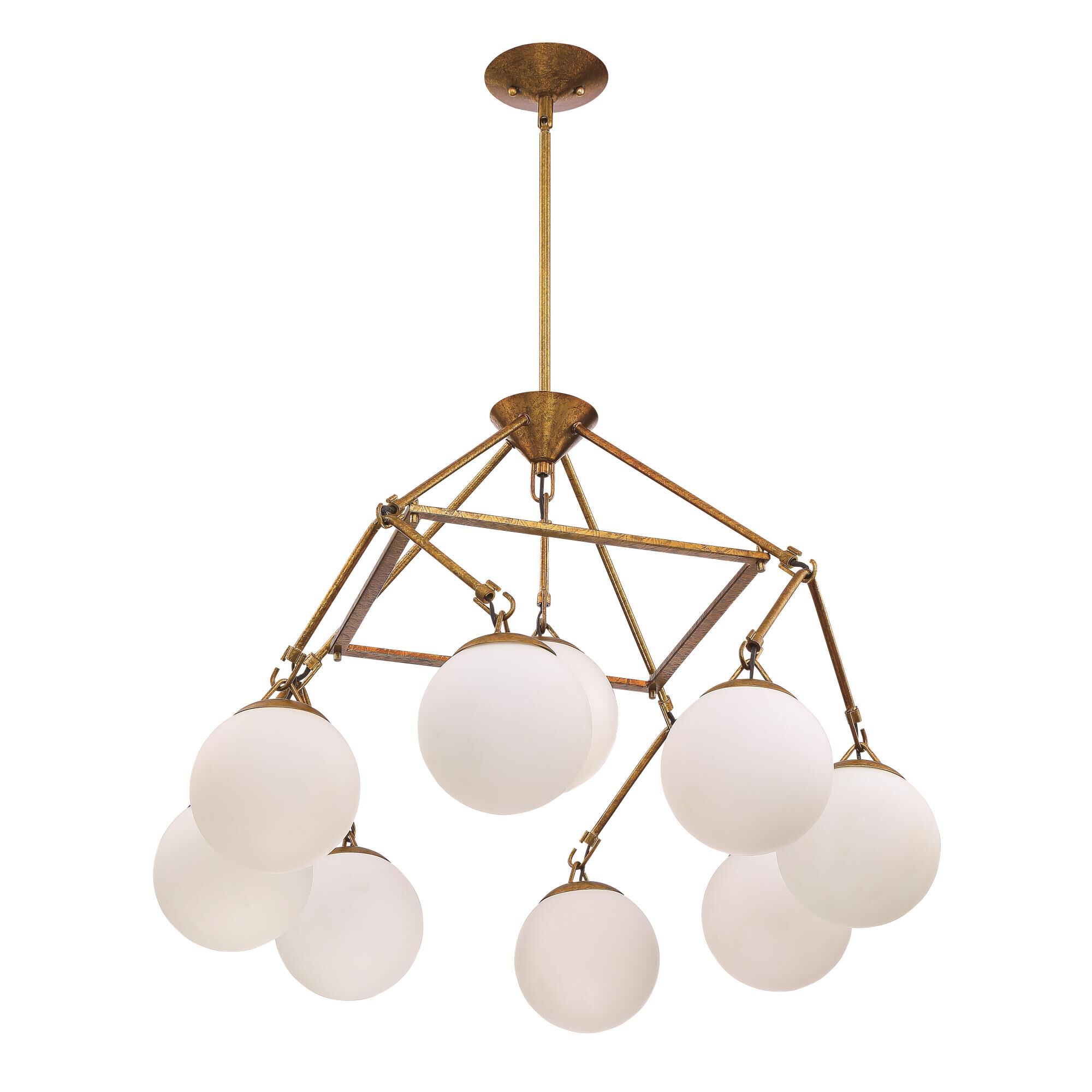 Shown in Patina Aged Brass finish and White Frosted glass