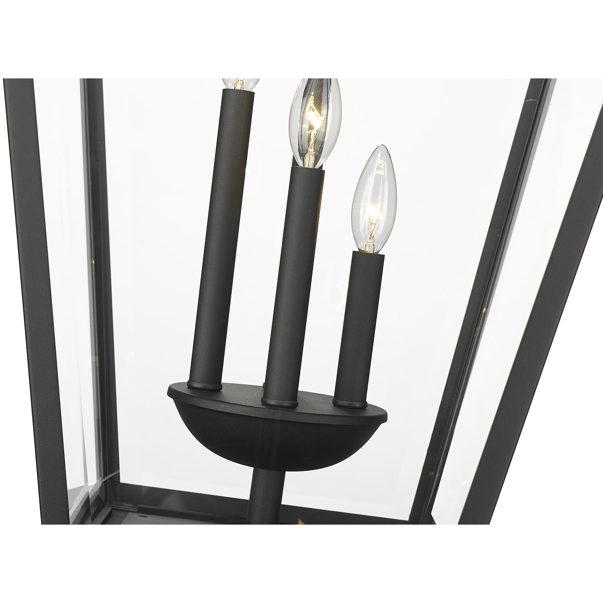 Shown in Black finish and Glass shade