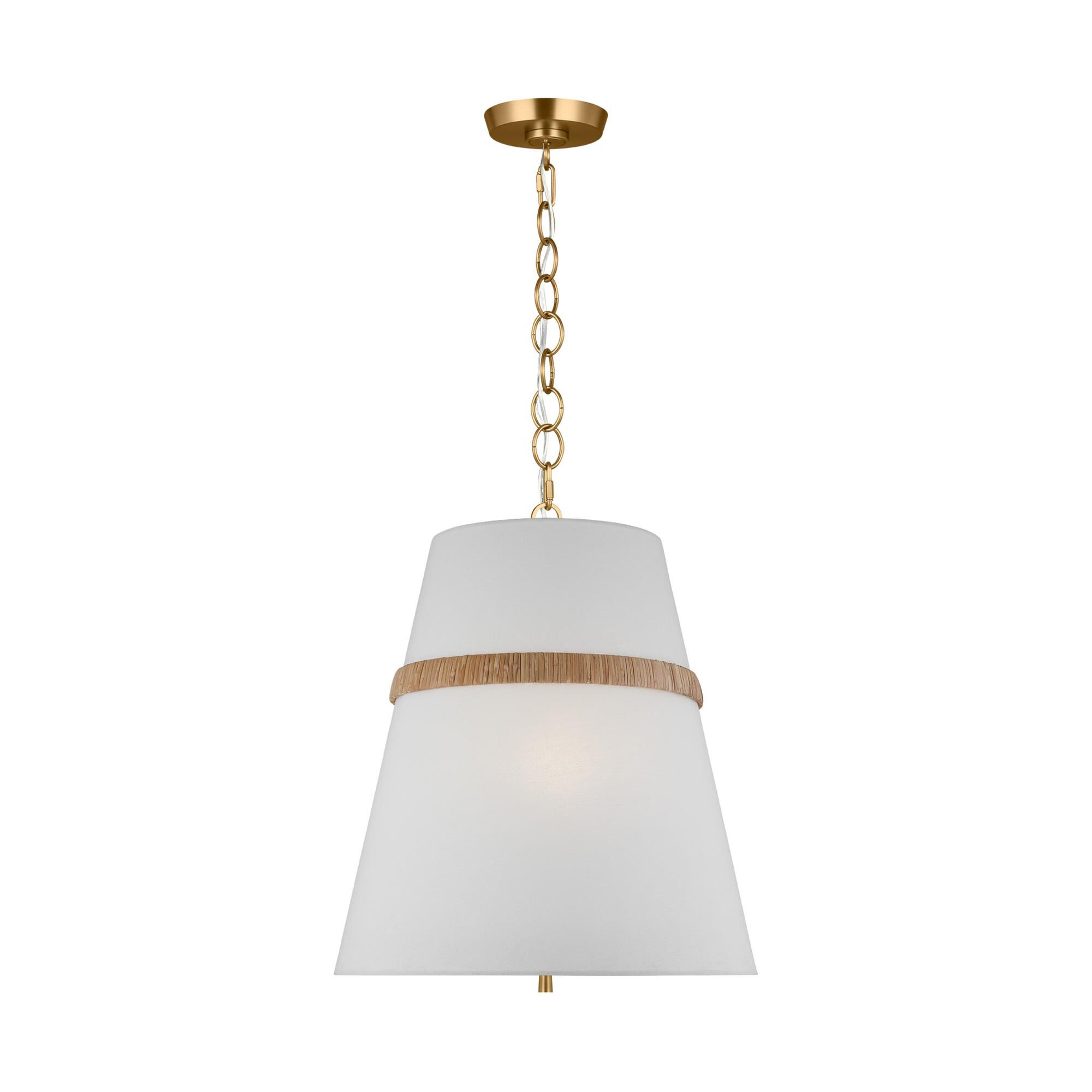 Shown in Rattan finish and White Linen shade
