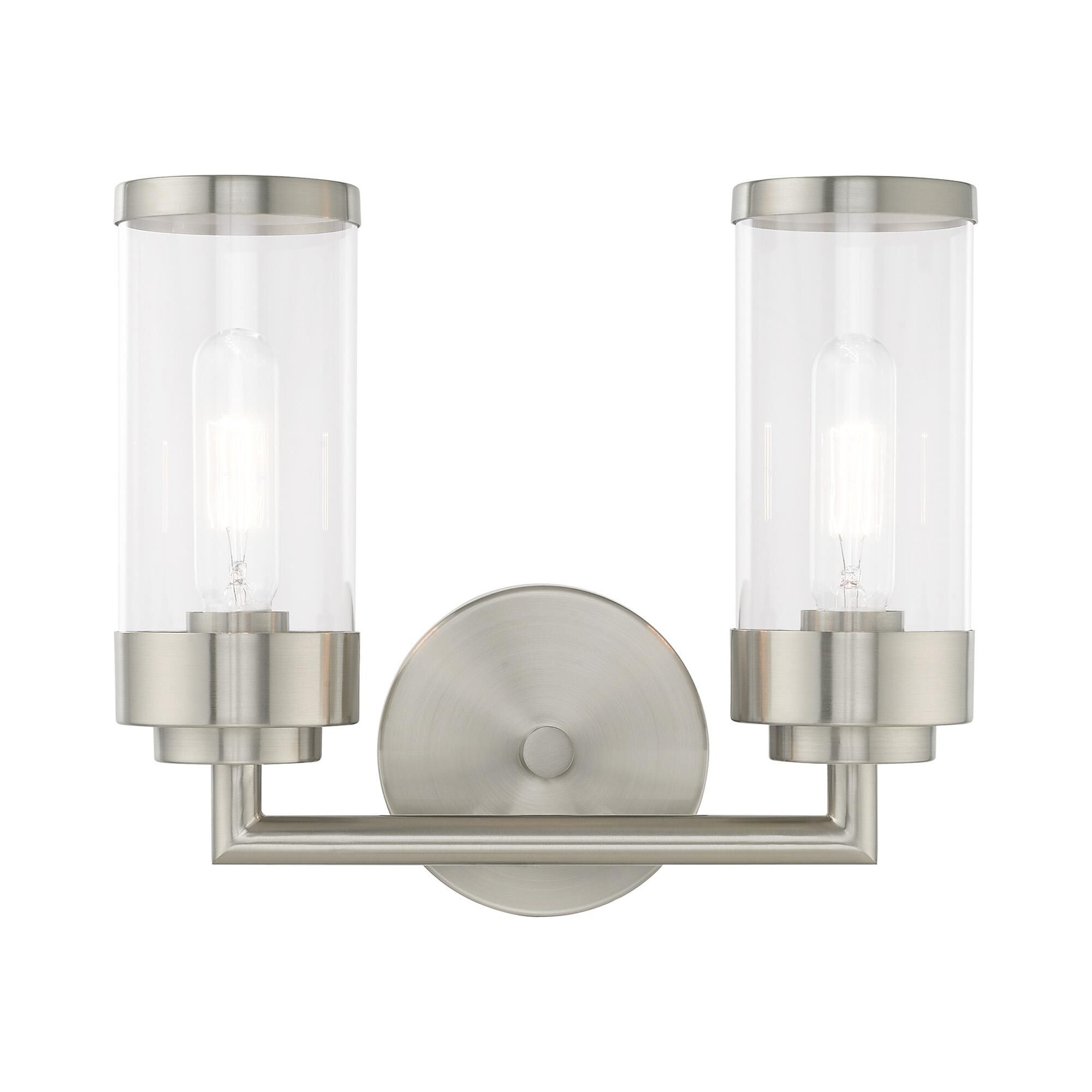 Shown in Brushed Nickel finish and Clear glass