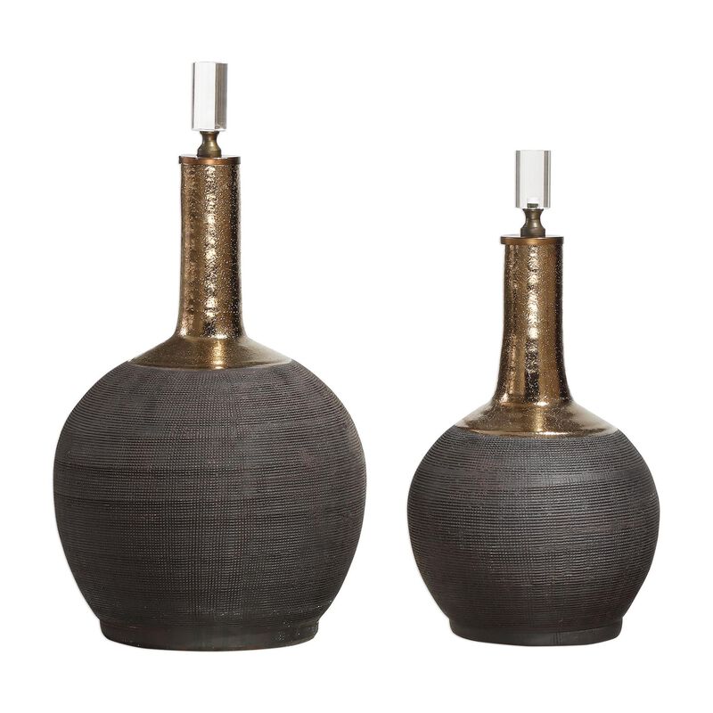 Uttermost Arnav Matte Black Bottles, S/2 Decorative Bottle-Canister by Uttermost