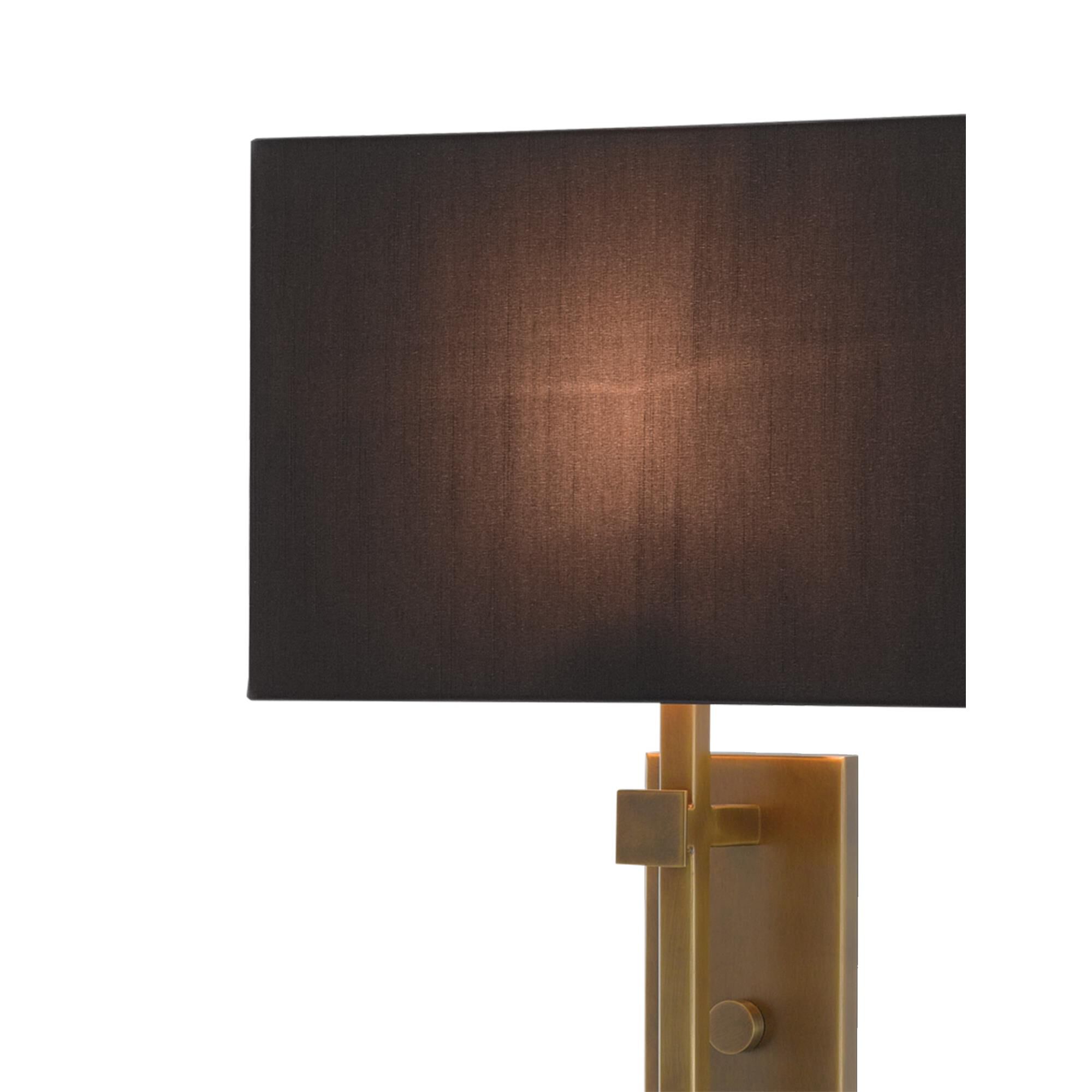 Shown in Antique Brass finish and Included shade
