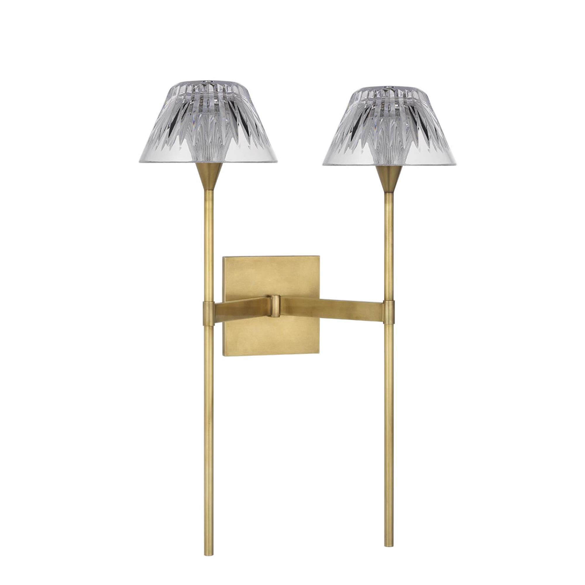 Shown in Natural Brass finish and Clear crystal