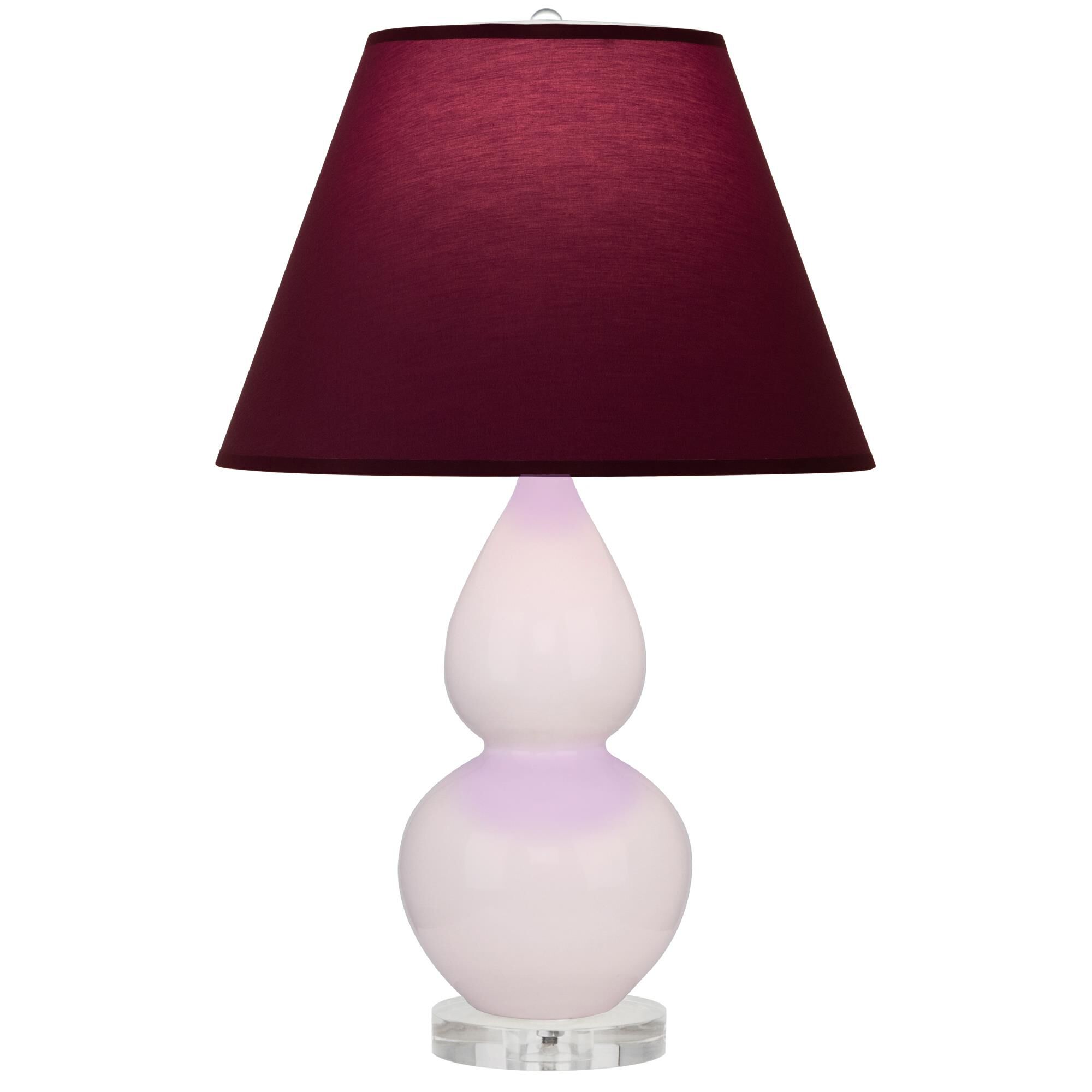 Shown in Rose Water finish and Plum with Lavender Lining shade and Lucite accent