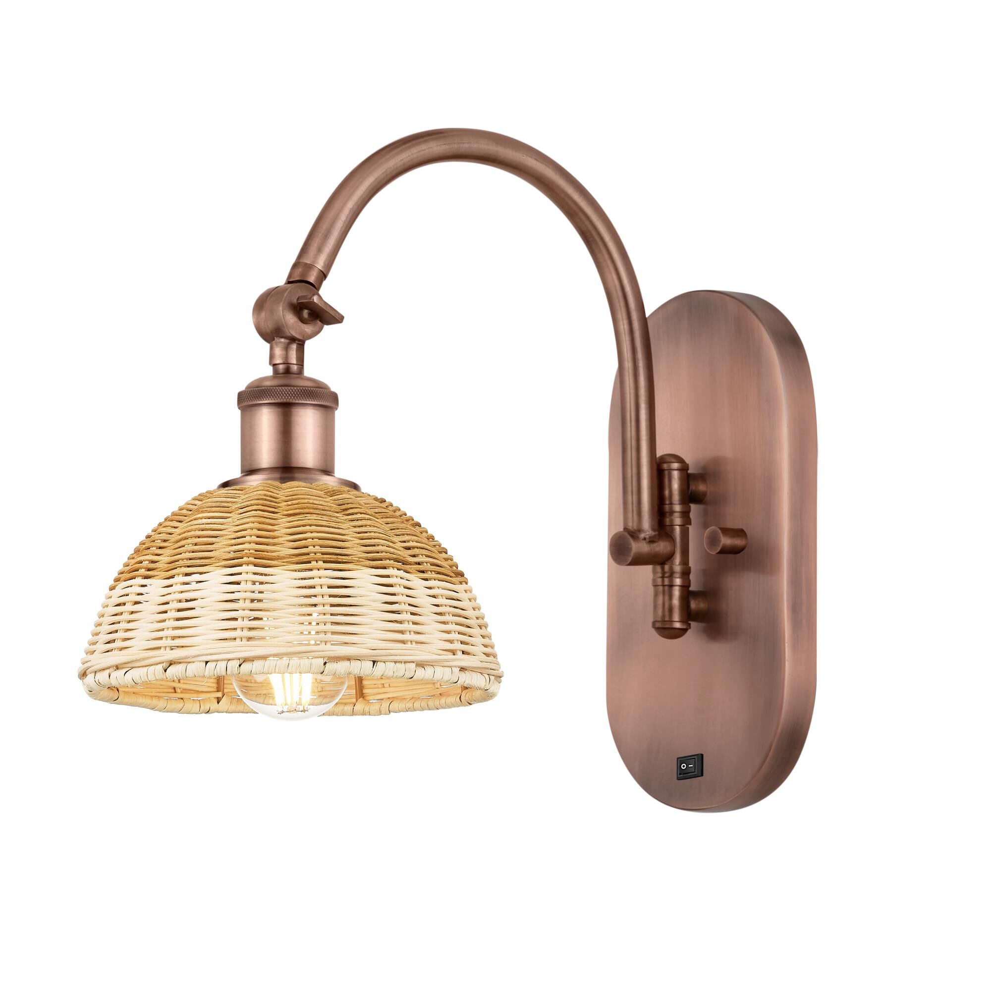Shown in Antique Copper finish and Natural shade