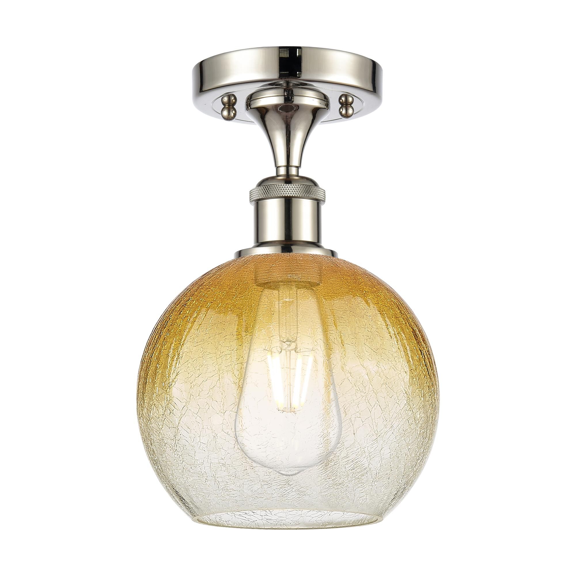 Shown in Polished Nickel finish and Amber glass