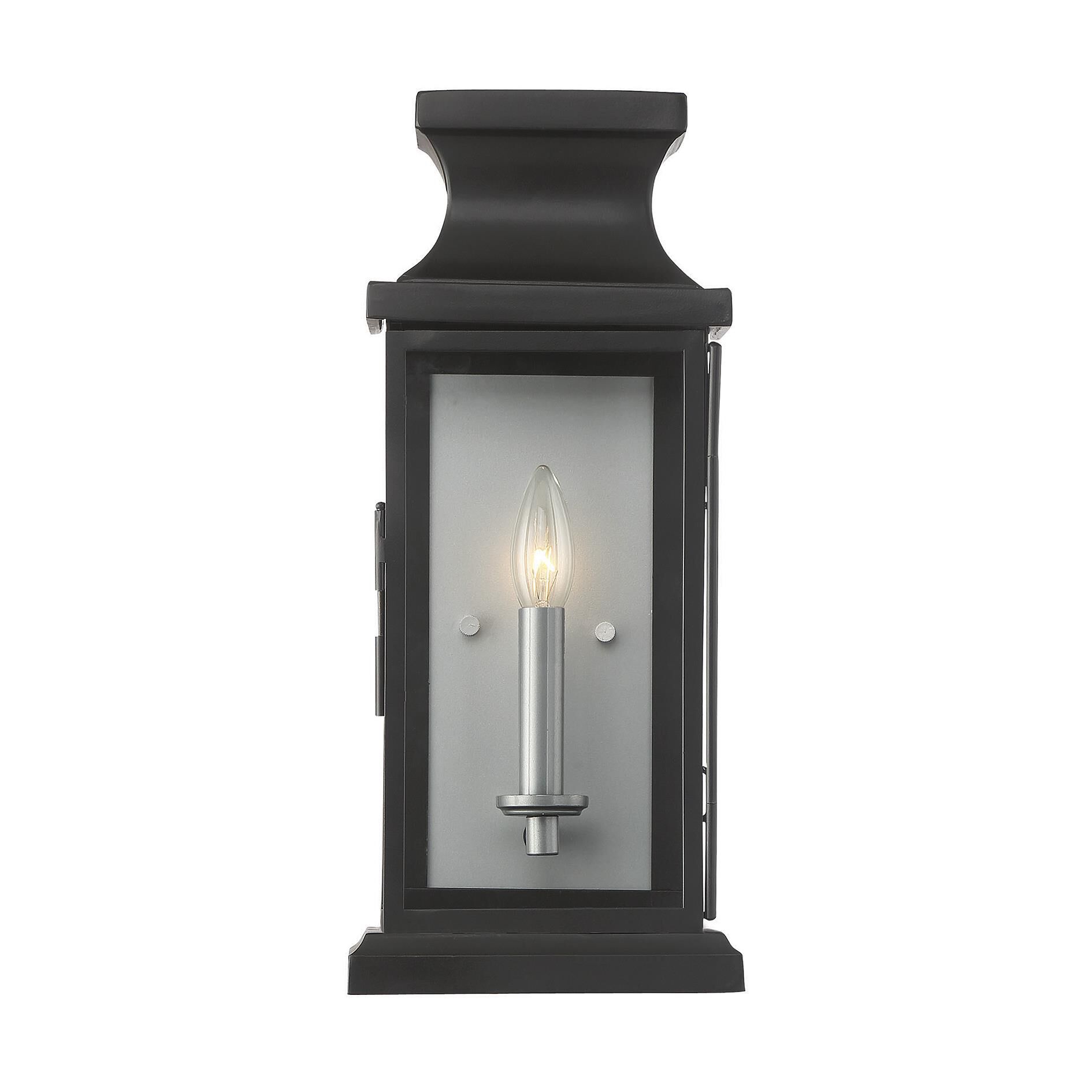 Shown in Black finish and Clear glass