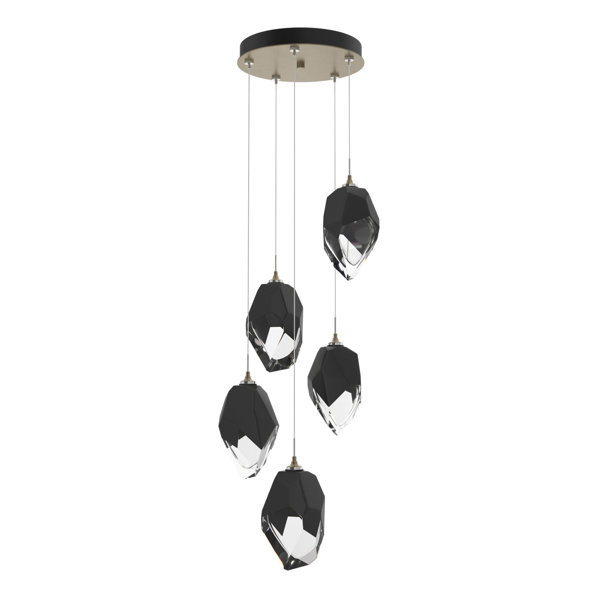 Shown in Soft Gold finish and Black glass and Black Glass shade