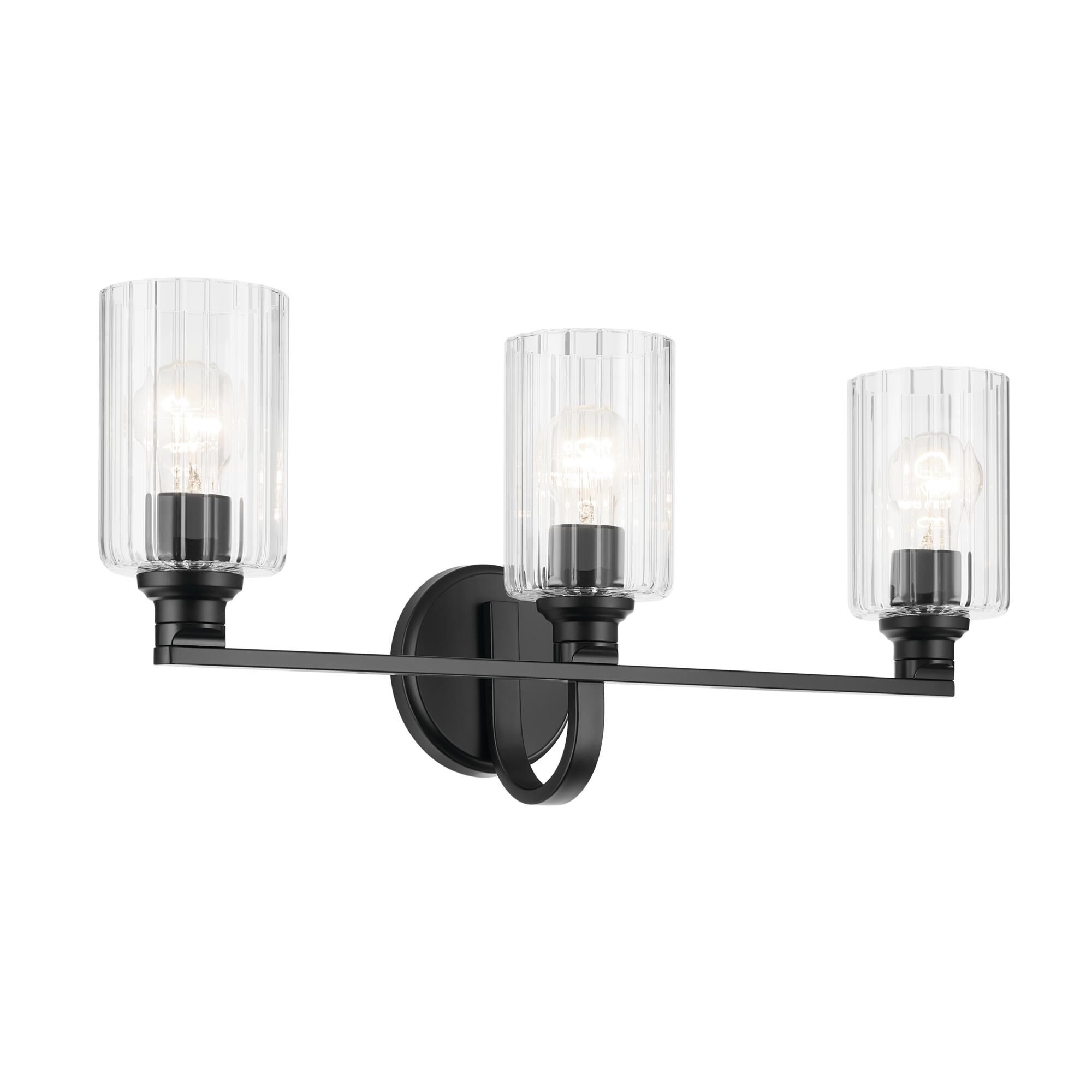 Shown in Black finish and Clear Fluted glass