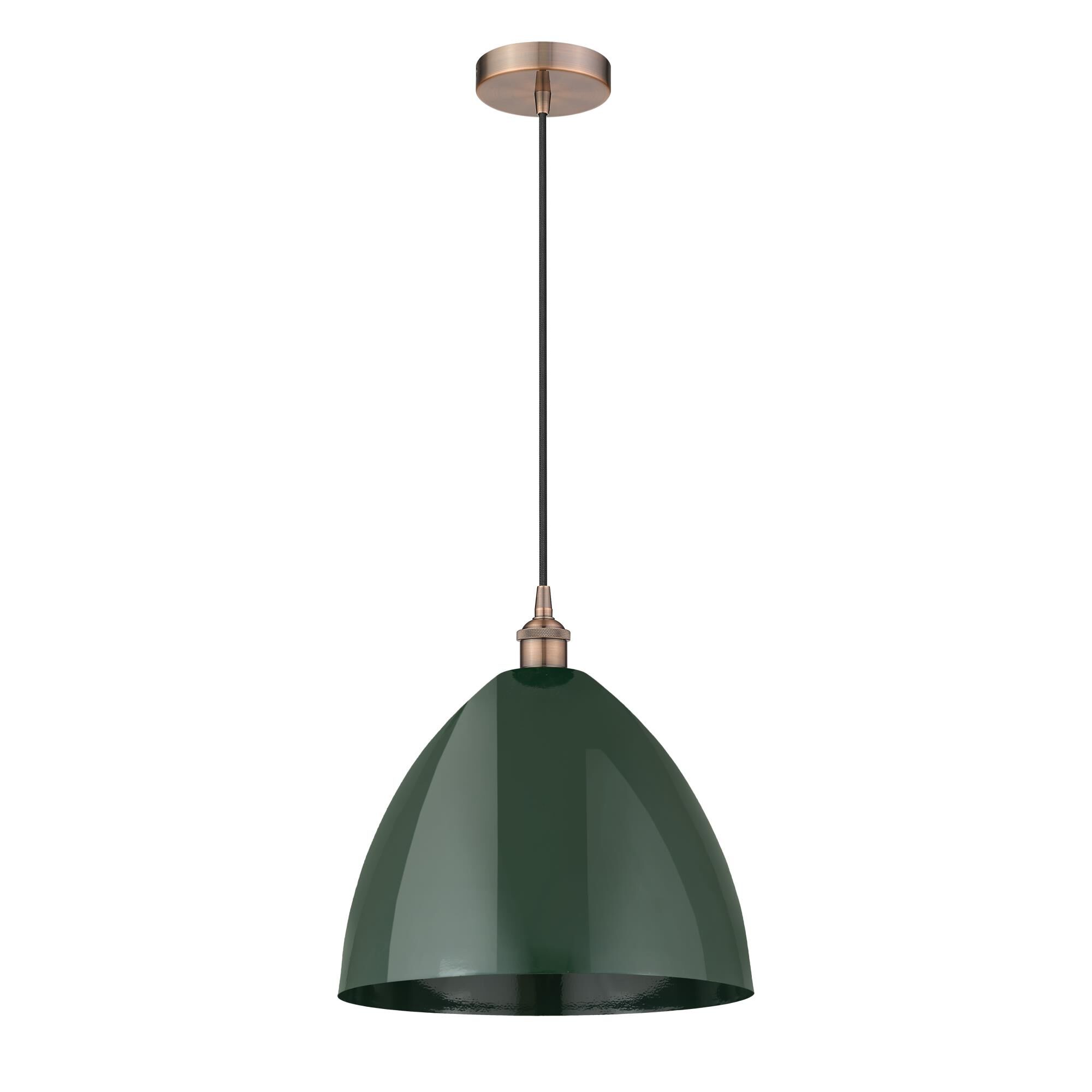 Shown in Antique Copper finish and Green Plymouth Dome shade