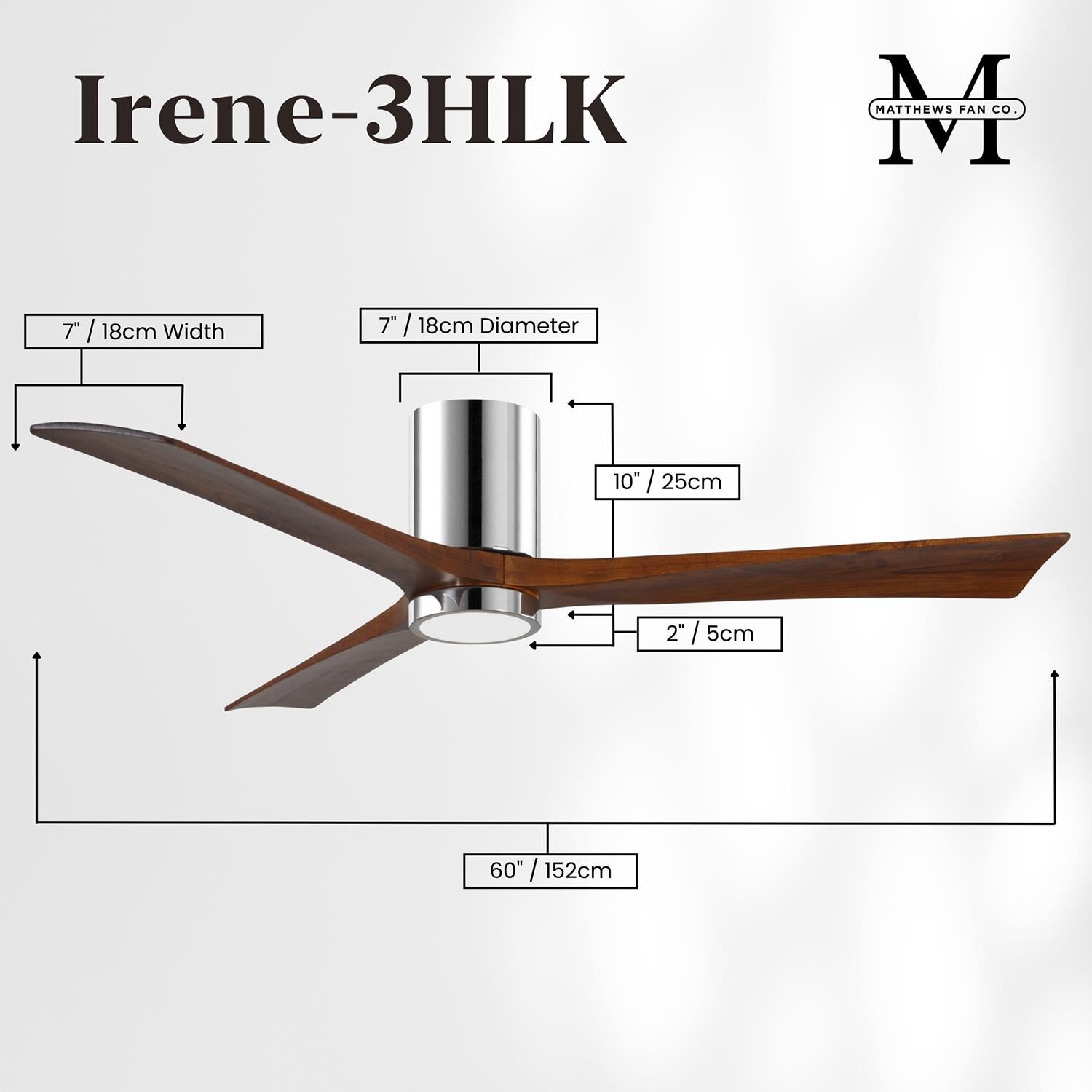 Irene 60 Inch Flush Mount Fan with Light Kit by Matthews Fan Company