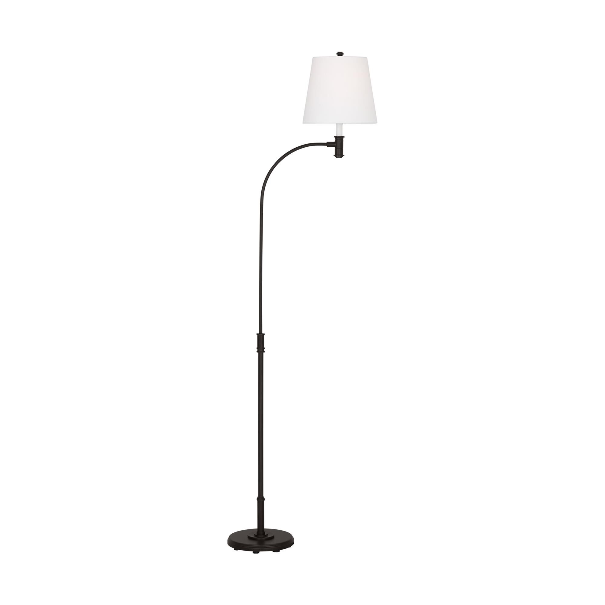 Shown in Aged Iron finish and White Linen Fabric shade