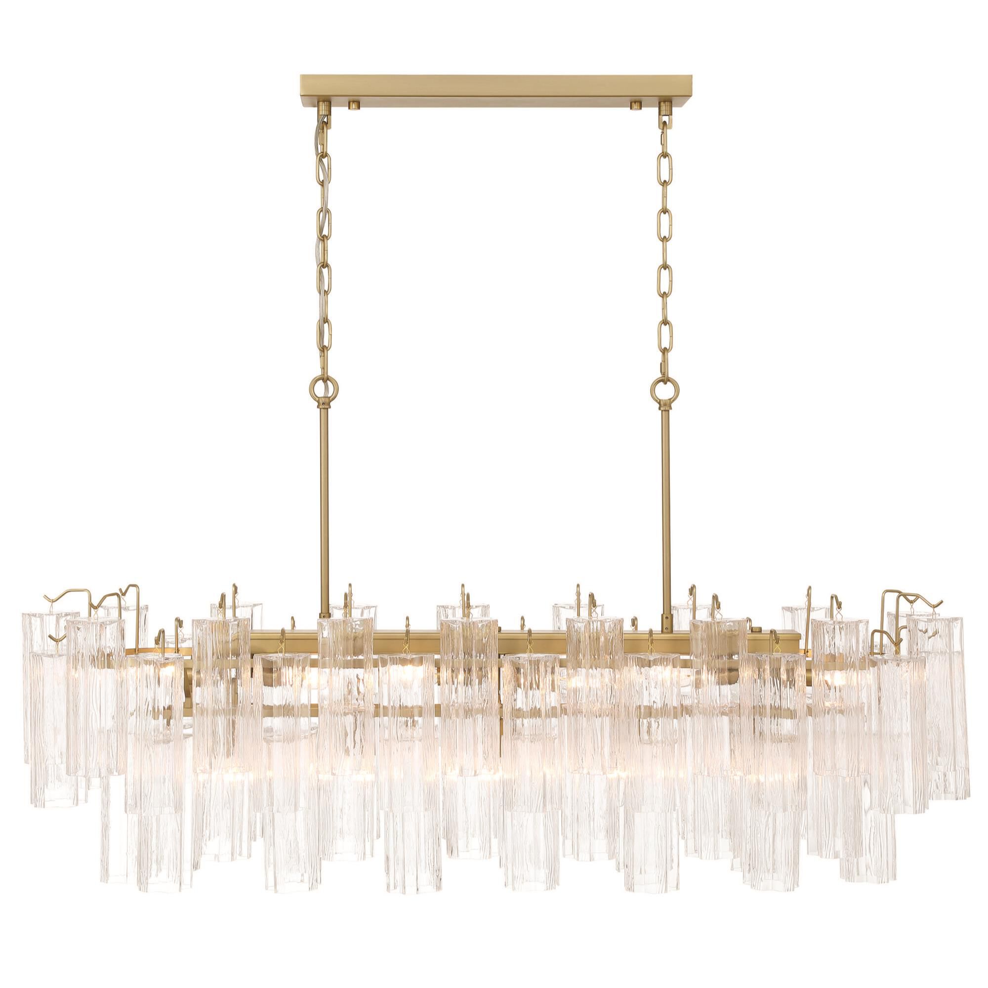 Shown in Brushed Brass finish and Clear Tronchi glass