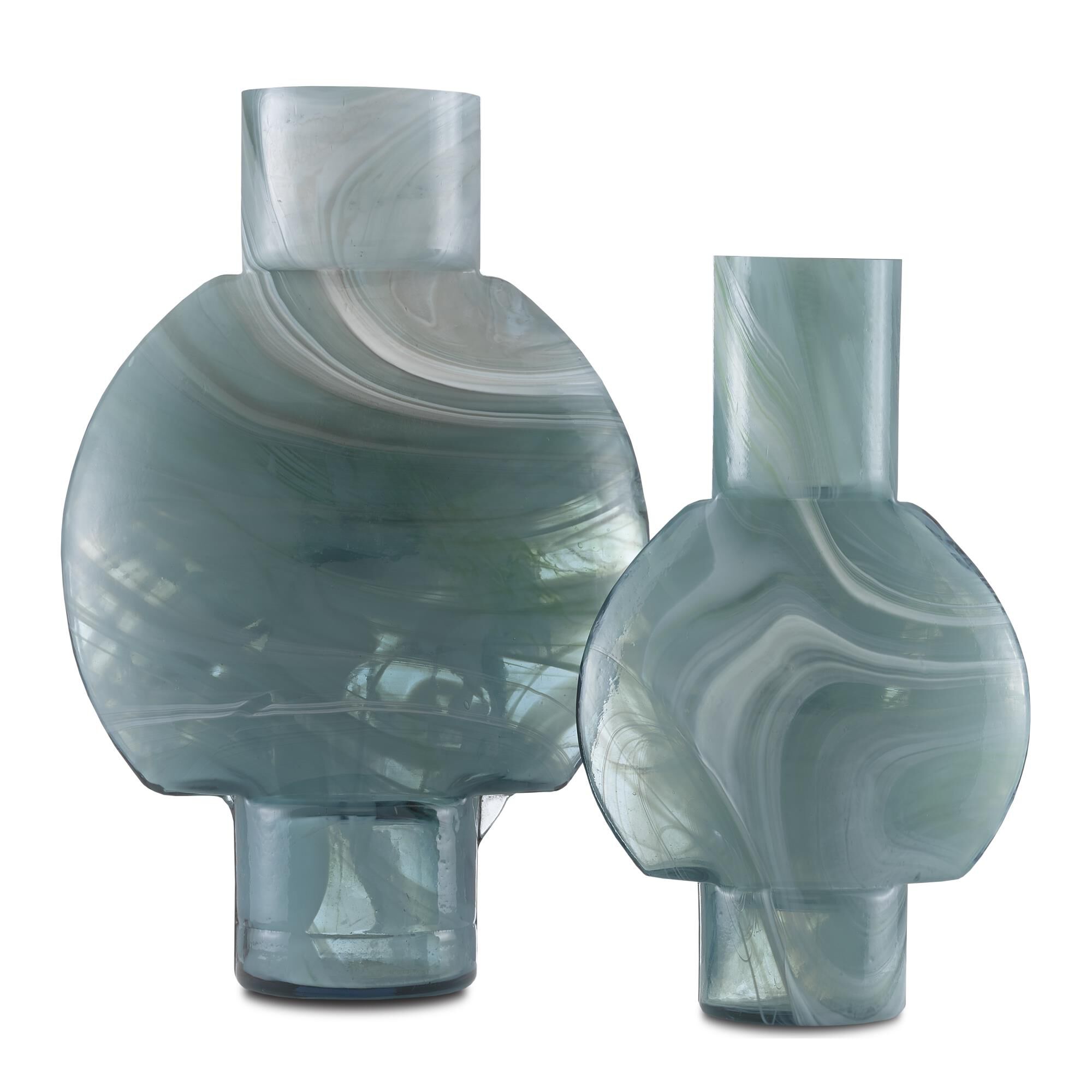 Lollipop Turquoise Glass Vases Set of 2 Vase-Urn by Currey and Company