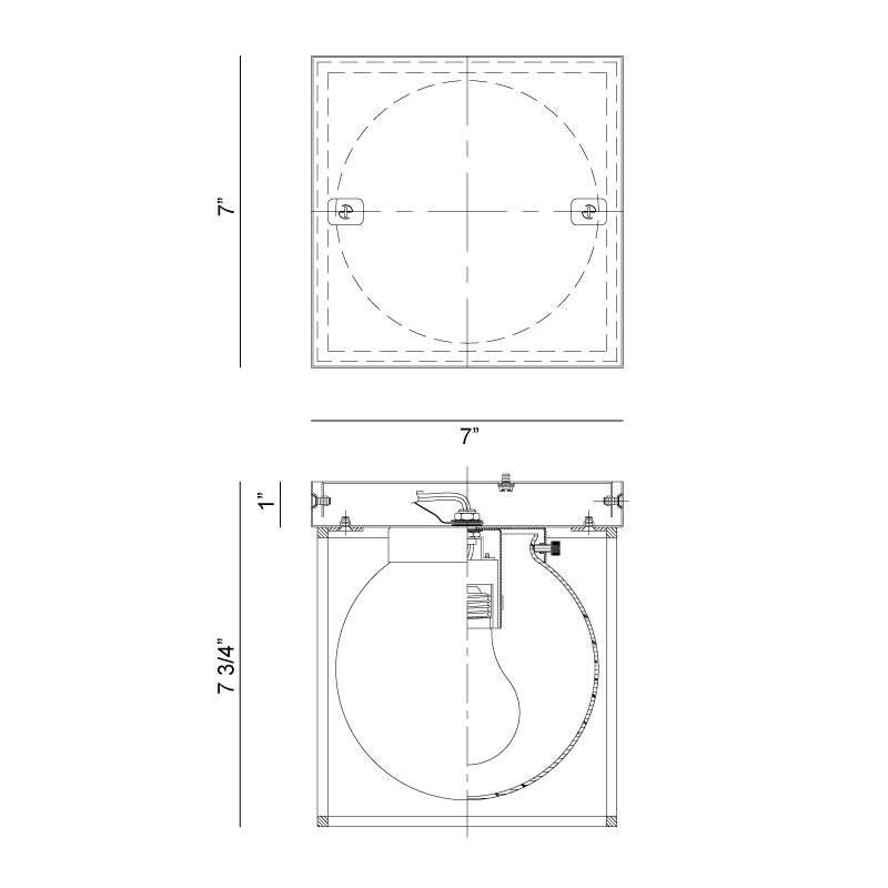 Squircle 7 Inch 1 Light Flush Mount by Matteo Lighting